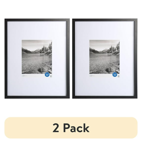 (2 pack) Mainstays Black Gallery 2 PC Frame Set, Matted for 8"x10" Pictures