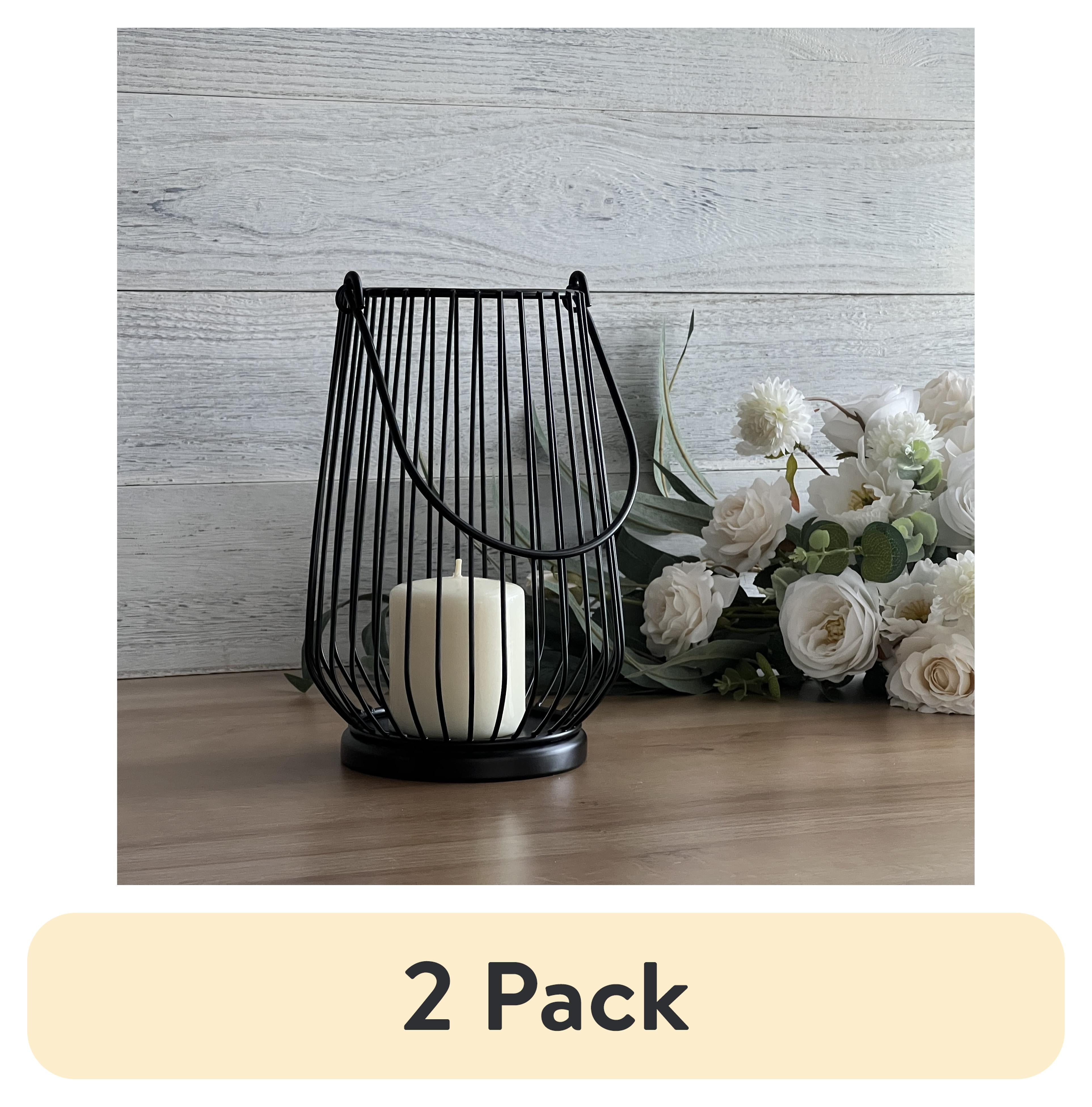 (2 pack) Mainstays Black Metal Wire Candleholder Lantern, Medium