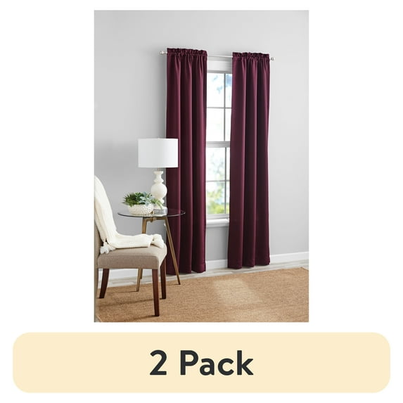 (2 pack) Mainstays Blackout Curtain Panel Pair, Set of 2, Burgundy, 30"W x 84"L
