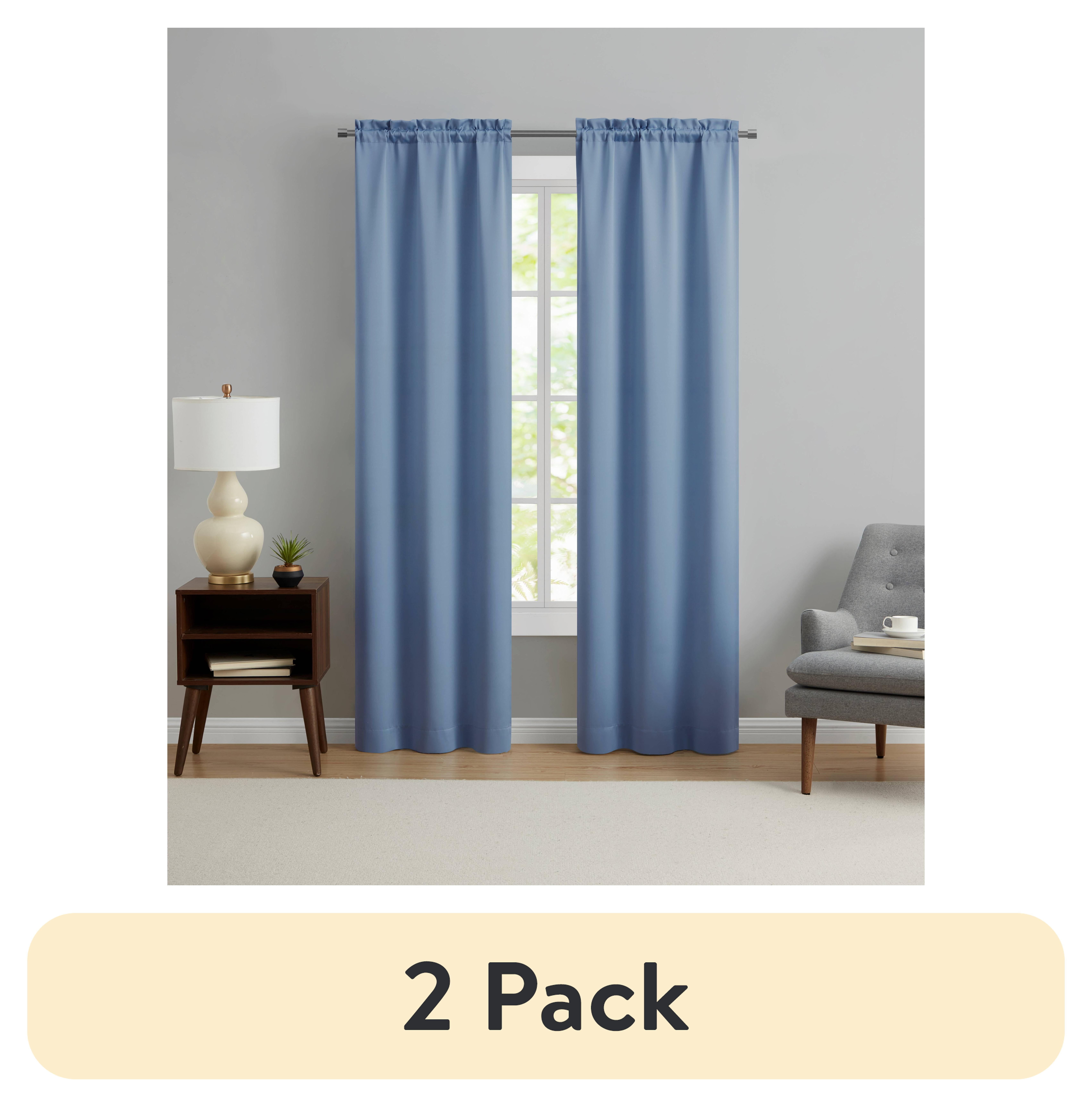 (2 pack) Mainstays Blackout Curtain Panel Pair, Set of 2, Blue Quartz, 30"W x 84"L