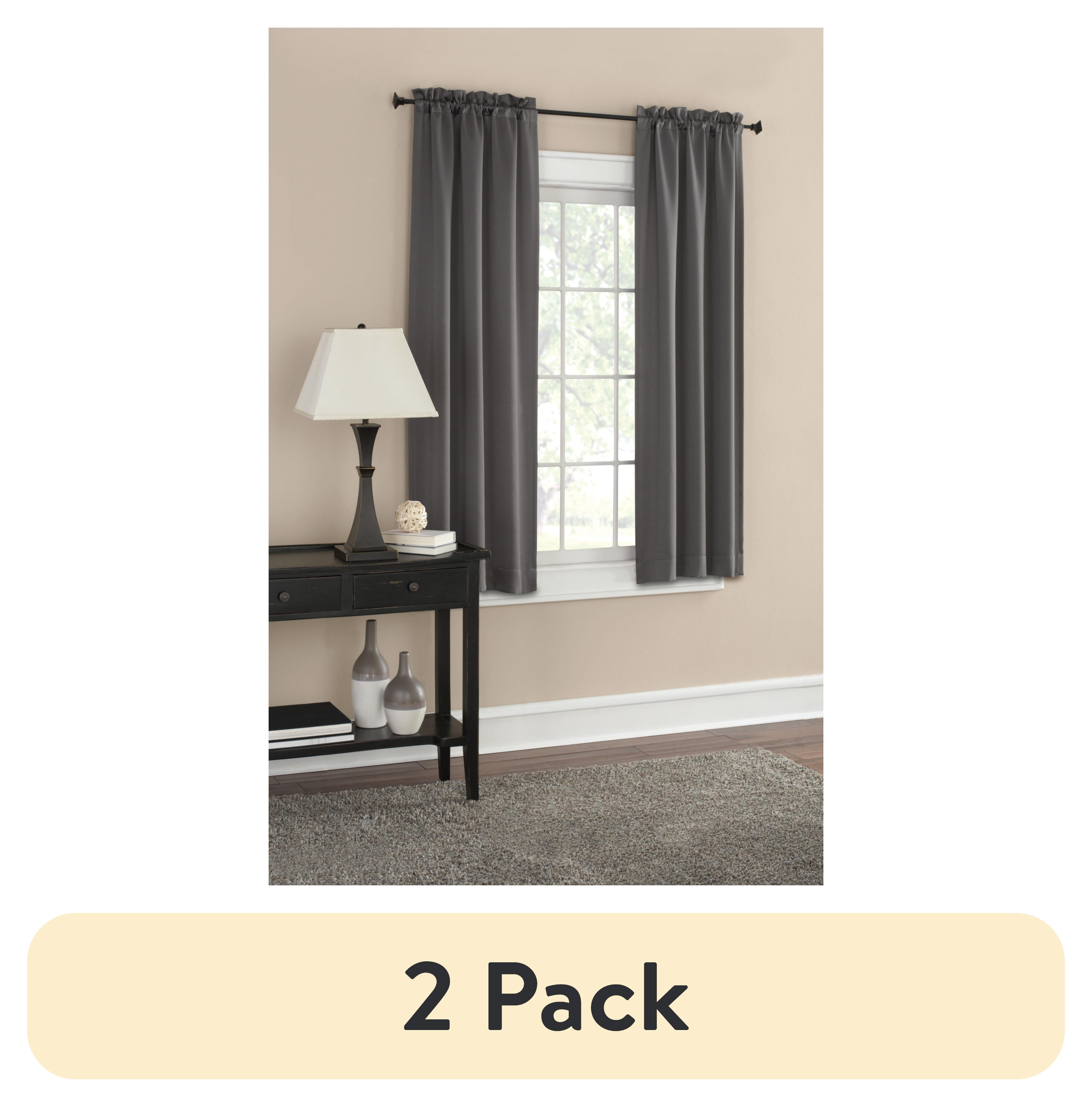 (2 pack) Mainstays Blackout Curtain Panel Pair, Set of 2, Gray, 30"W x 63"L