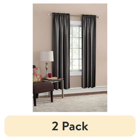 (2 pack) Mainstays Blackout Curtain Panel Pair, Set of 2, Gray, 30"W x 84"L