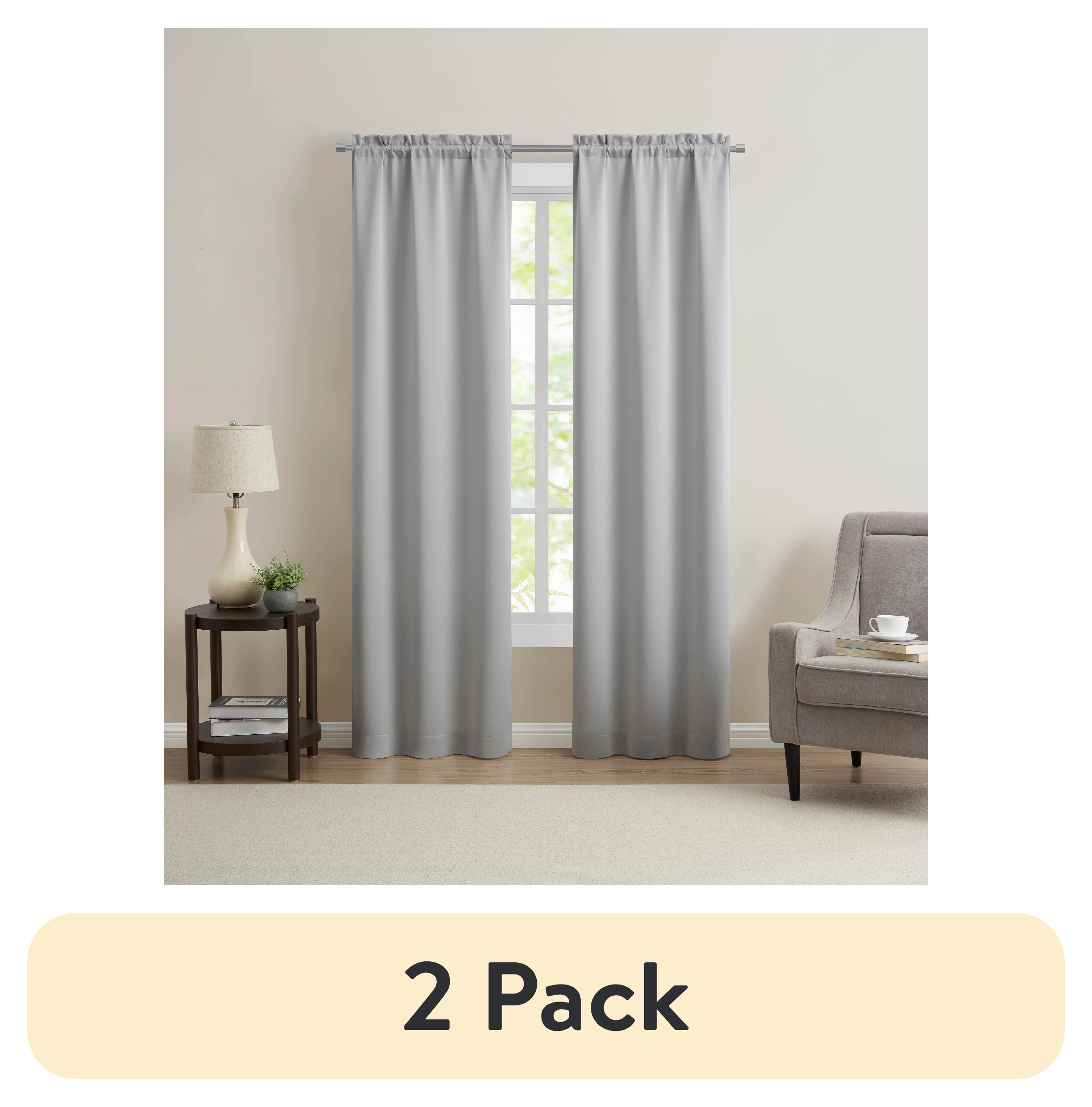 Gray Polyester Blackout Rod Pocket Window Curtain Panels, 30" W x 84" L, Set of 2