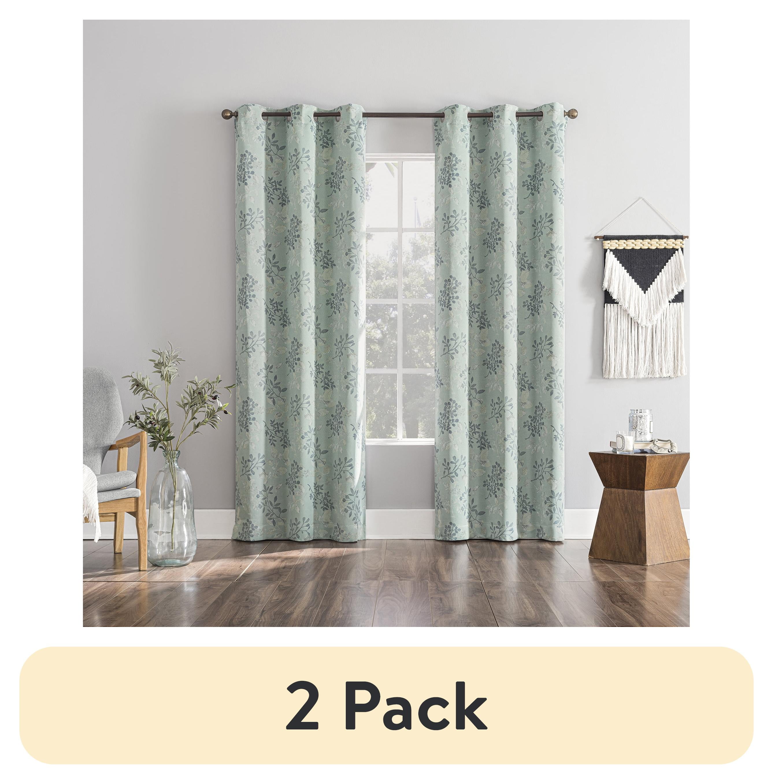 (2 pack) Mainstays Blackout Grommet Single Curtain Panel, 1 Panel, Green Botanical, 40"W x 63"L