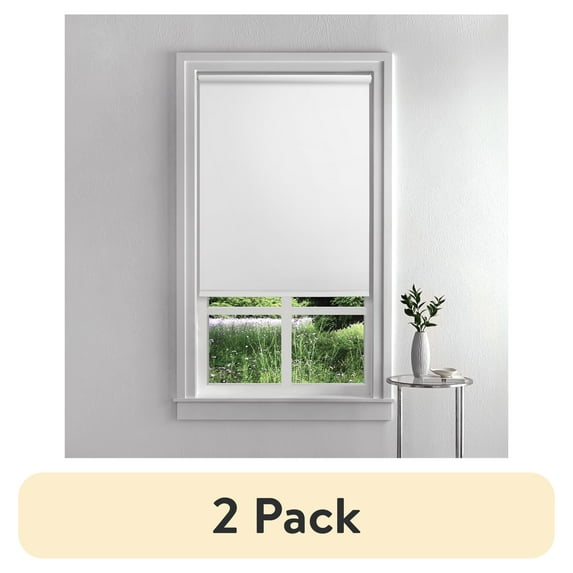 (2 pack) Mainstays Blackout Tear-to-Fit Roller Shade, 1-Piece, White, 37-1/4" W x 72" L