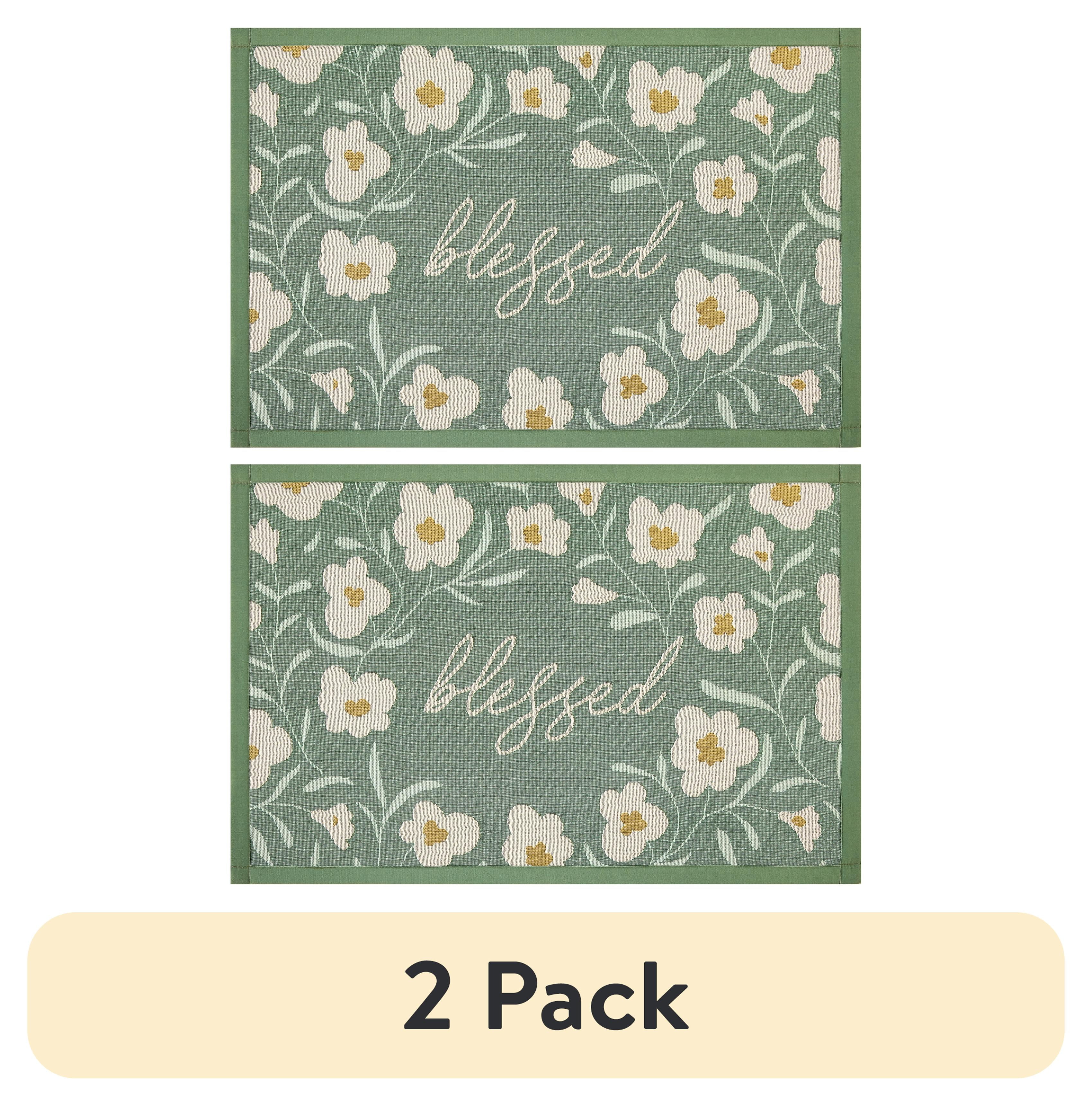 (2 pack) Mainstays Blessed Indoor Kitchen Rug - 20" x 30" - 65% Polypropylene/ 35% Polyester - Green