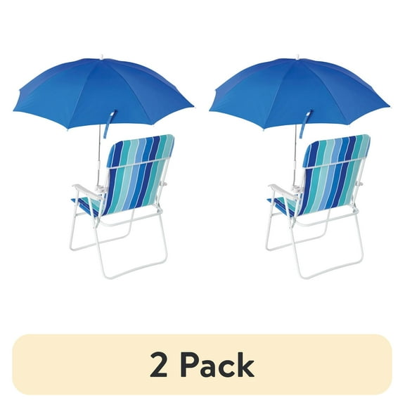 (2 pack) Mainstays Blue Clip-on Umbrella for Beach Chair UV Resistant