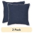 thumbnail image 1 of (2 pack) Mainstays Blue Pillow with Ivory Whipstitched Edges 18"x18" Square, 1 of 6