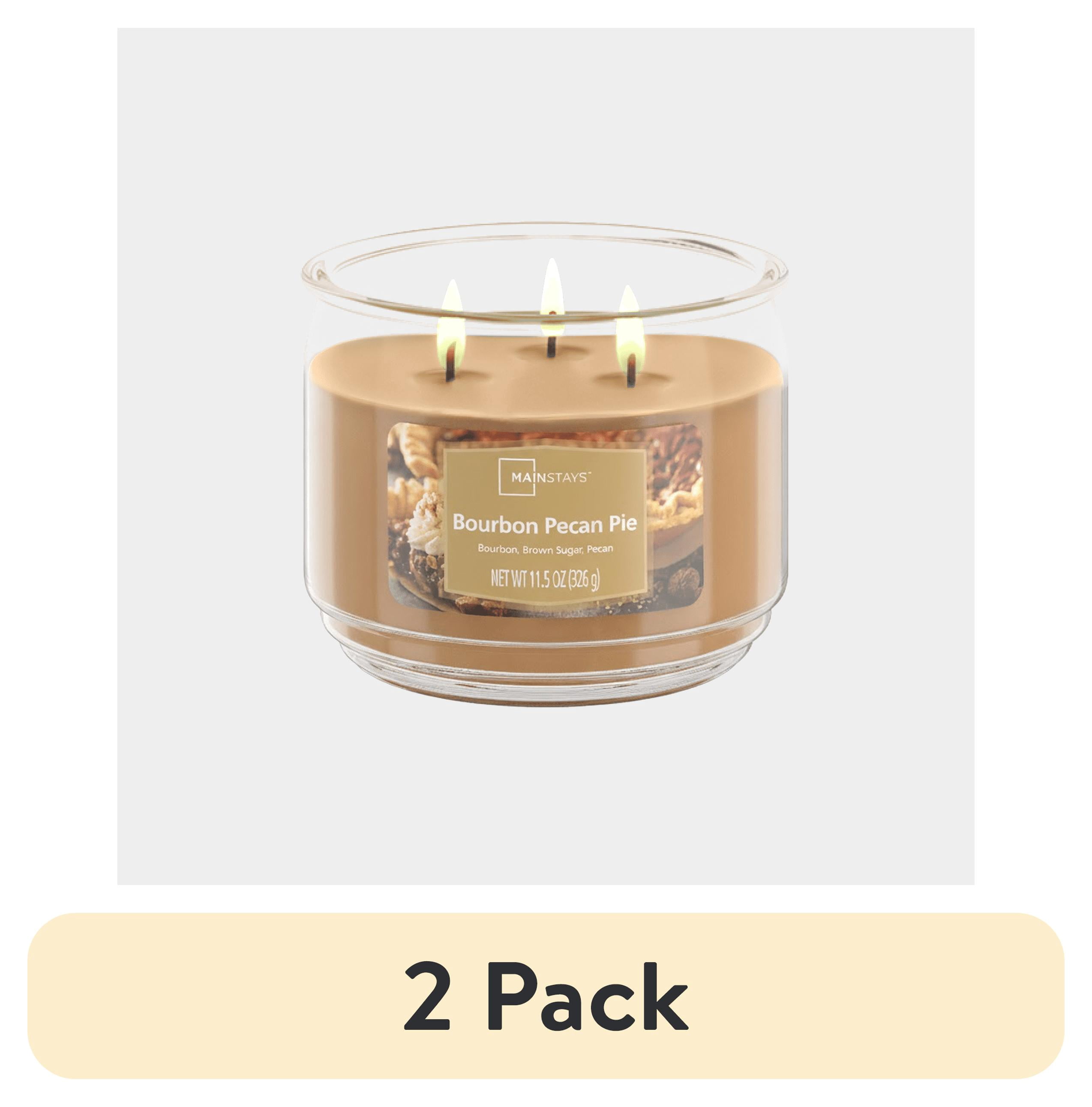 (2 pack) Mainstays Bourbon Pecan Pie 3-Wick Scented Glass Jar Candle, 11.5 oz