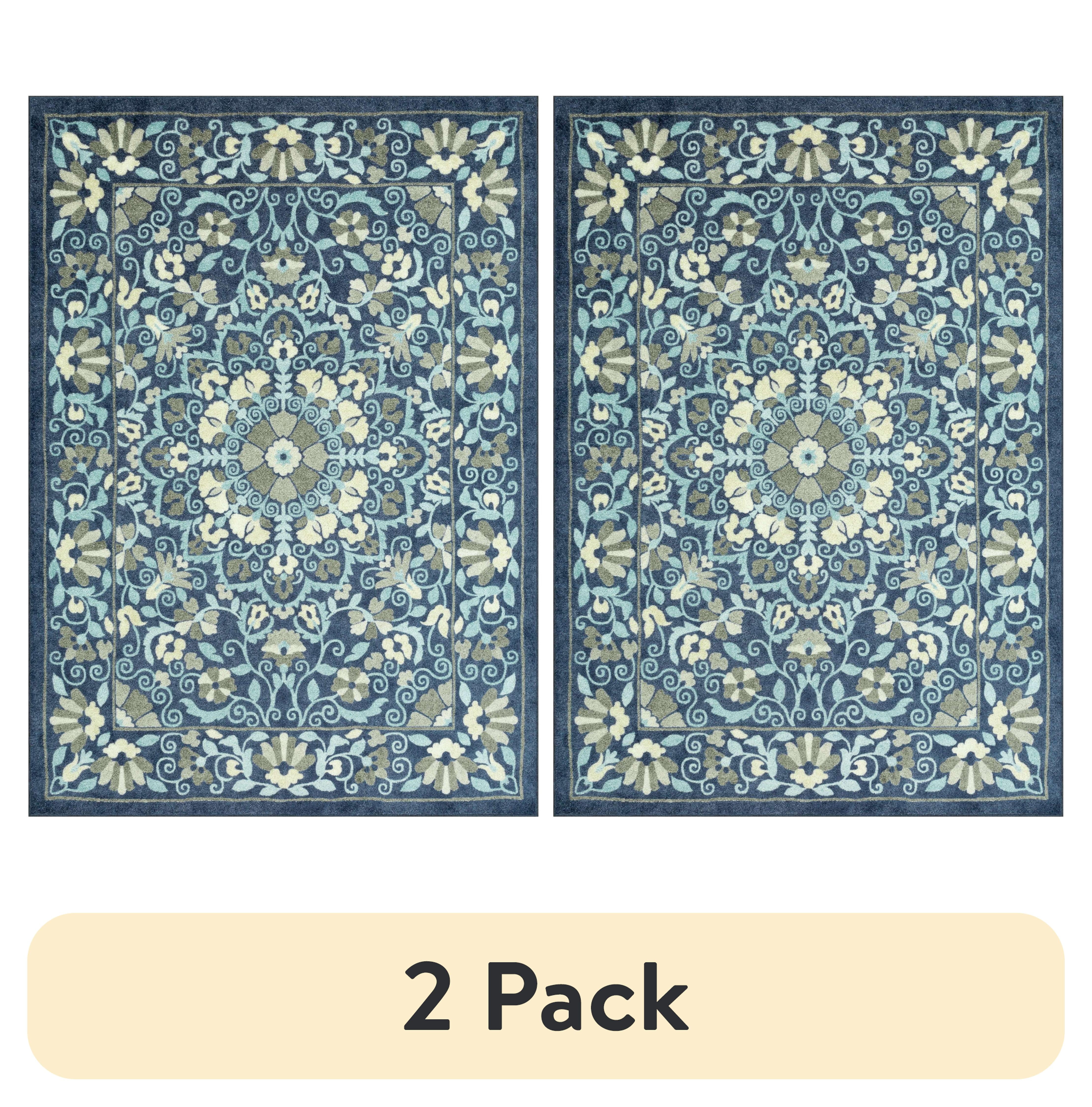(2 pack) Mainstays Bright Persian Medallion Blue Multicolor Indoor Area Rug, 7' x 10'