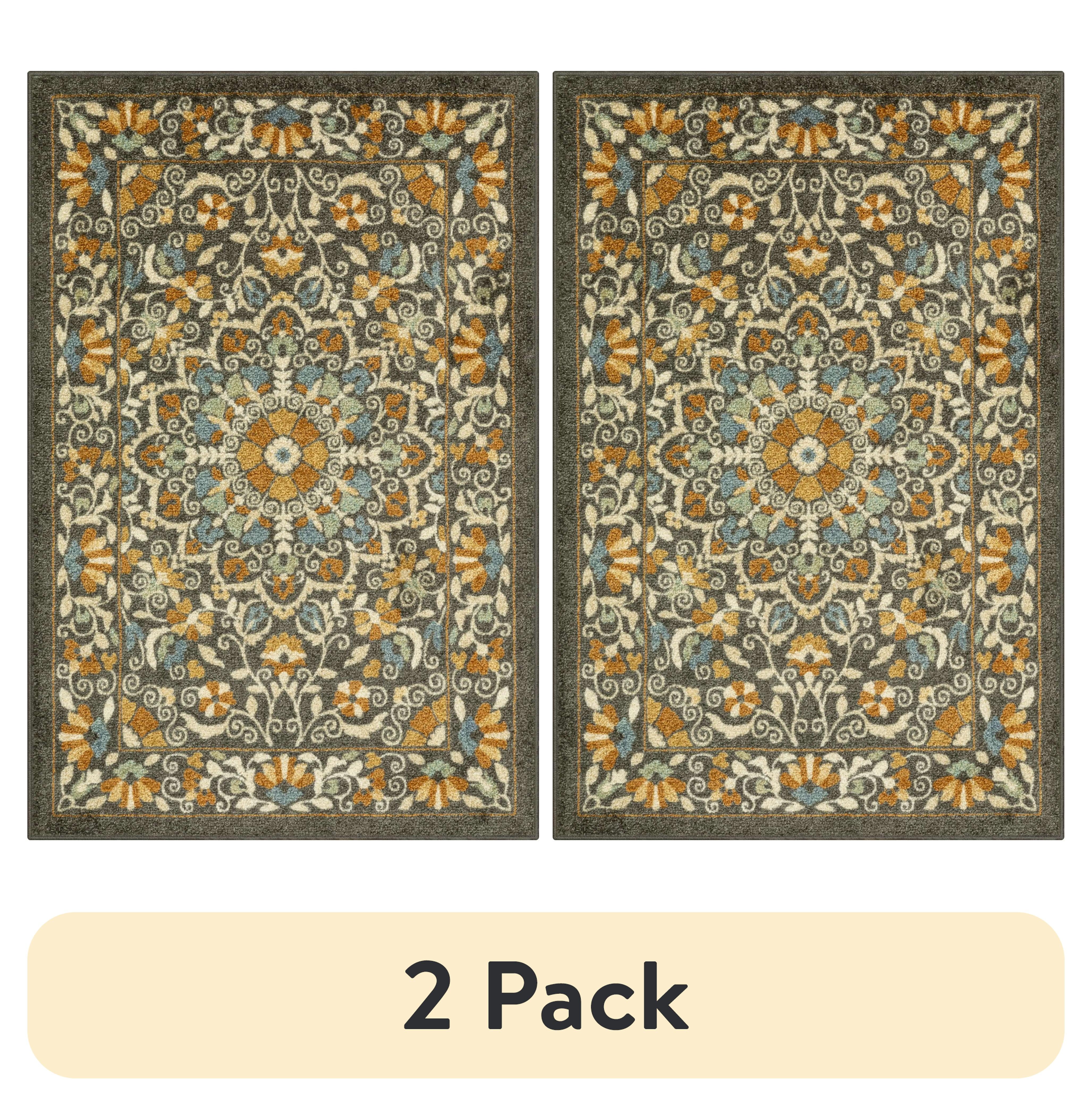 (2 pack) Mainstays Bright Persian Medallion Rust Multicolor Indoor Accent Rug, 2'6" x 3'10"