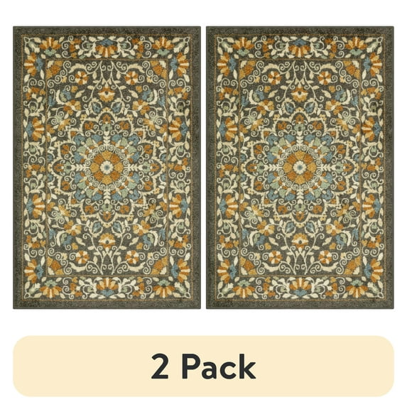 (2 pack) Mainstays Bright Persian Medallion Rust Multicolor Indoor Accent Rug, 2'6" x 3'10"