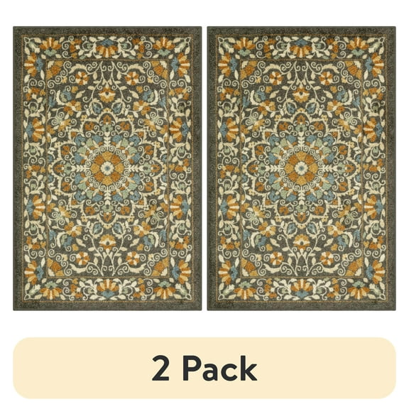 (2 pack) Mainstays Bright Persian Medallion Rust Multicolor Indoor Accent Rug, 2'6" x 3'10"