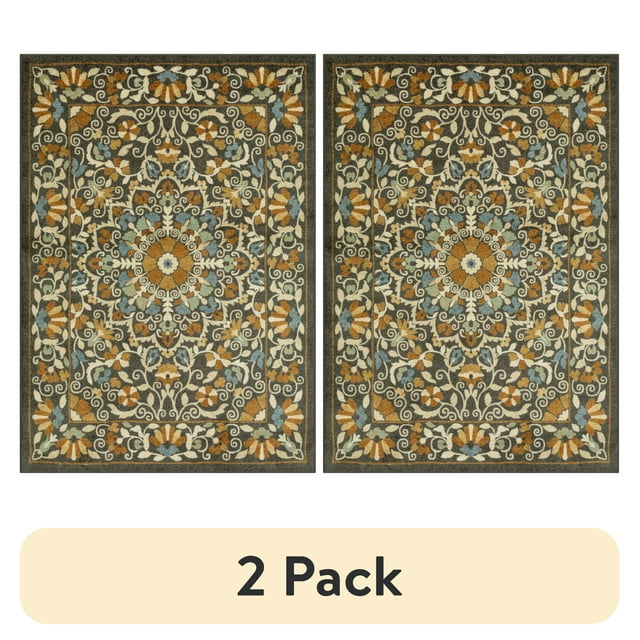 (2 pack) Mainstays Bright Persian Medallion Rust Multicolor Indoor Area Rug, 7' x 10'