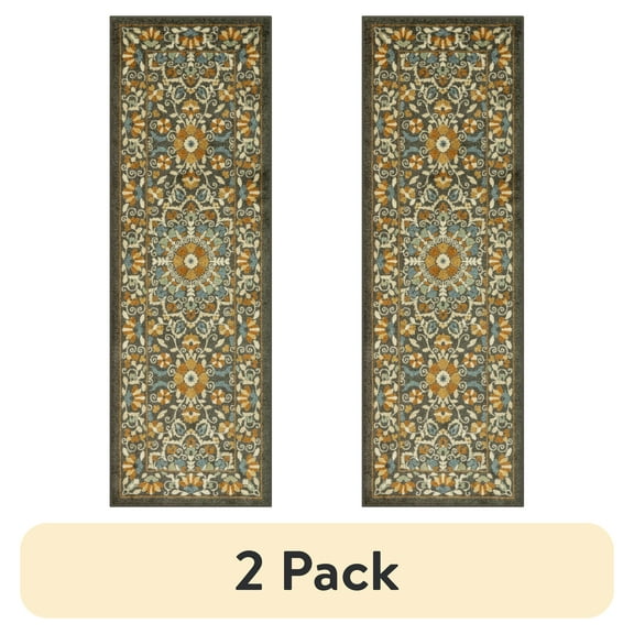 (2 pack) Mainstays Bright Persian Medallion Rust Multicolor Indoor Runner Rug, 2' x 6'