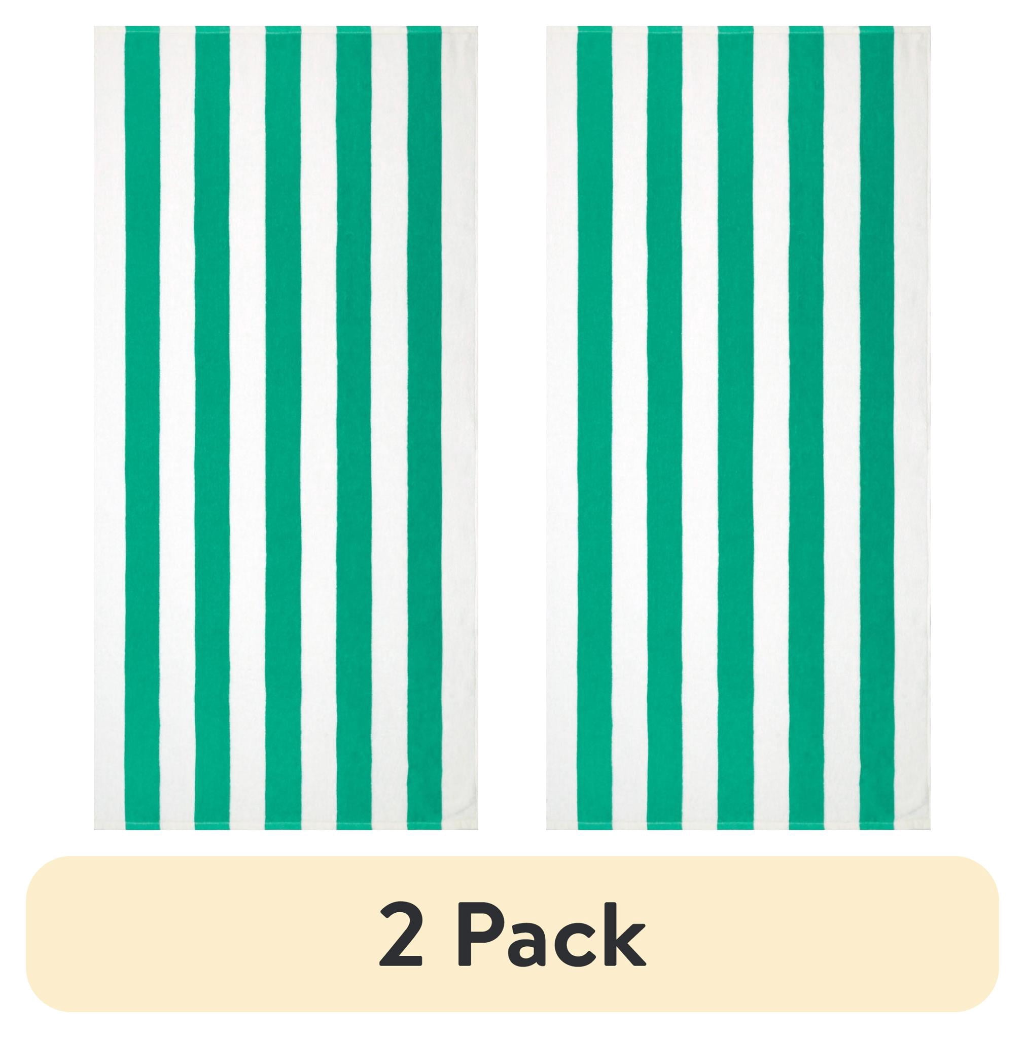 (2 pack) Mainstays Cabana Green Beach Towel, 58" x 28", Green
