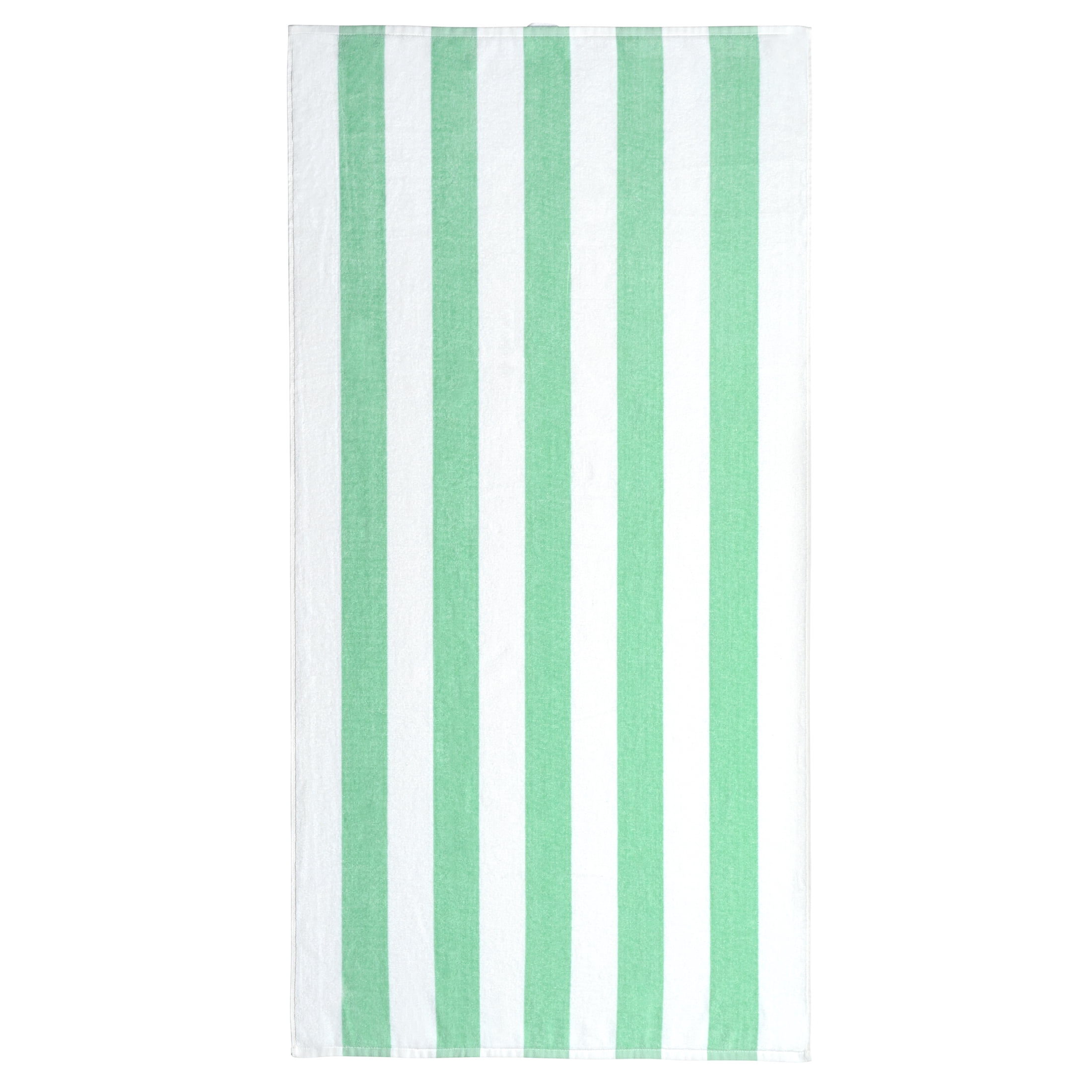 (2 pack) Mainstays Cabana Stripe Beach Towel, 58 in x 28 in, Mint Fluff
