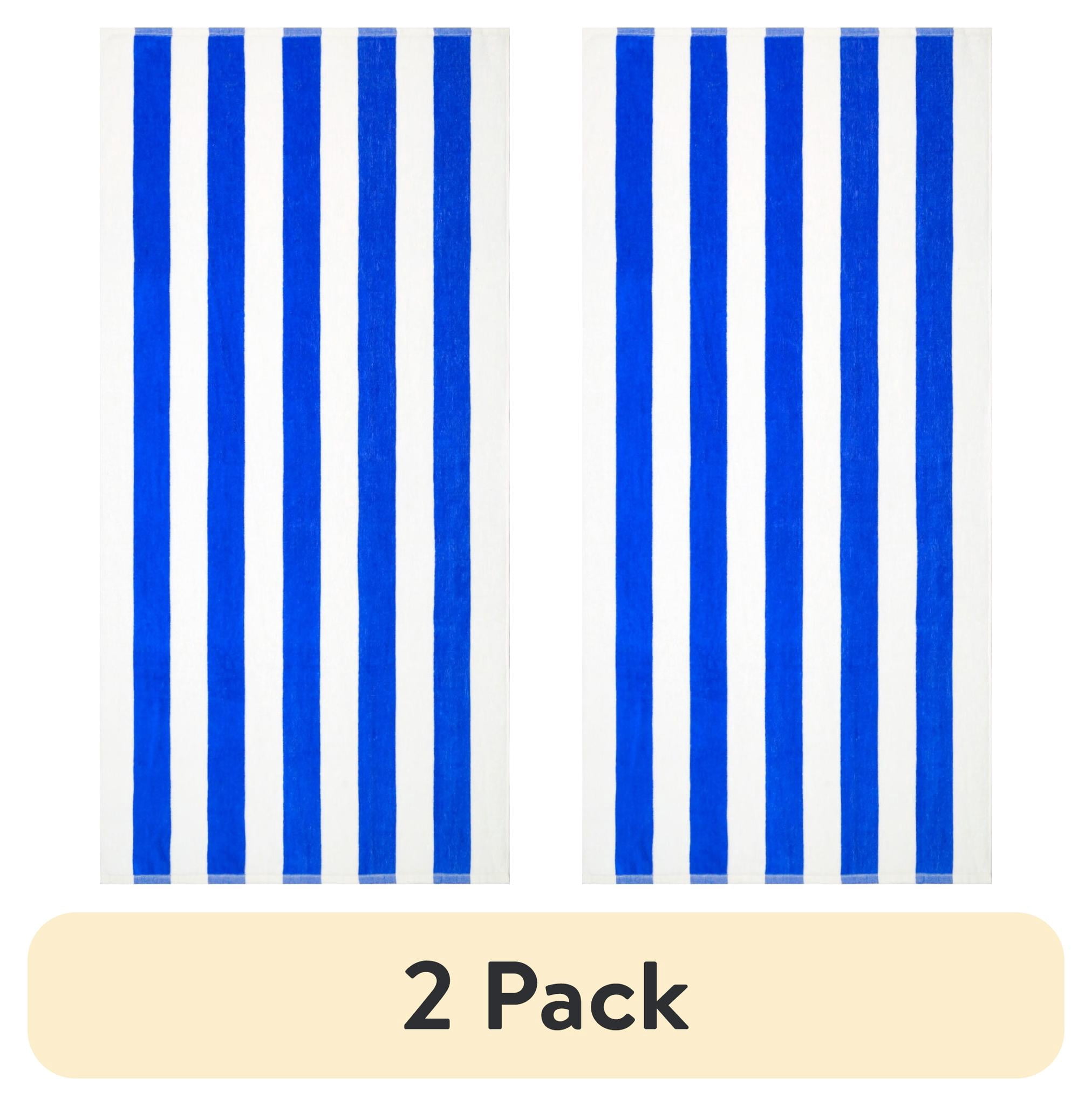 (2 pack) Mainstays Cabana Stripe Beach Towel, 58" x 28", Blue
