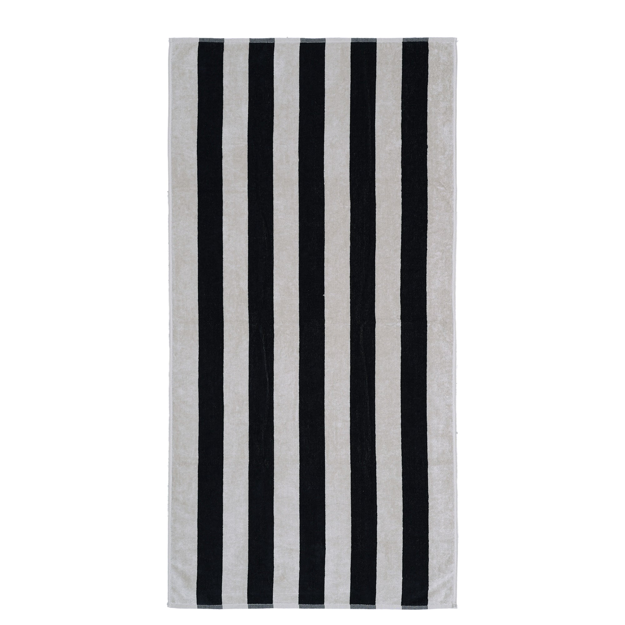 (2 pack) Mainstays Cabana Stripe Cotton Blend Beach Towel, 58 in x 28 in, Black & Tan