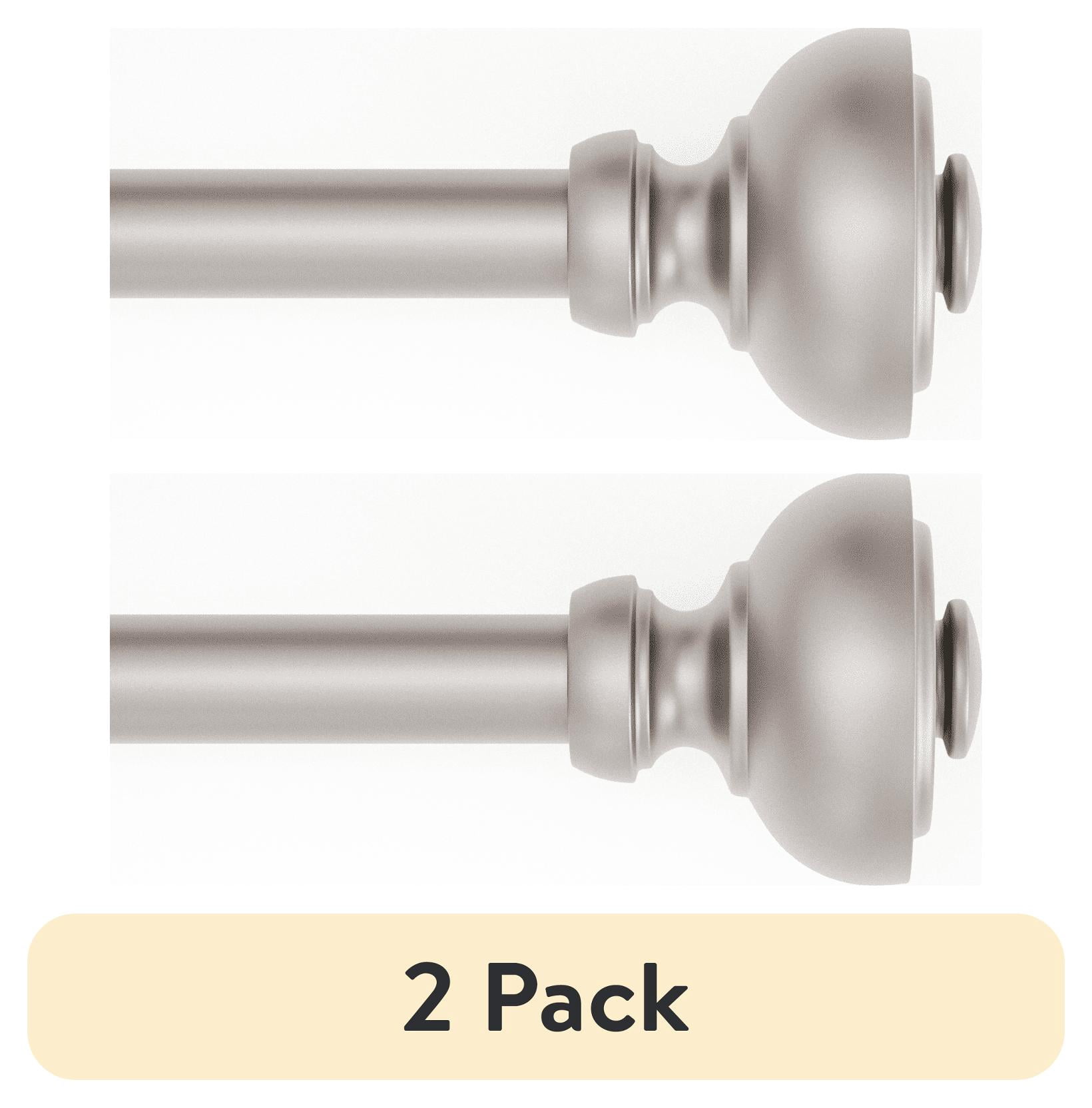 (2 pack) Mainstays 3/4” Nickel Cameron Urn Adjustable Single Curtain Rod, 30-84”