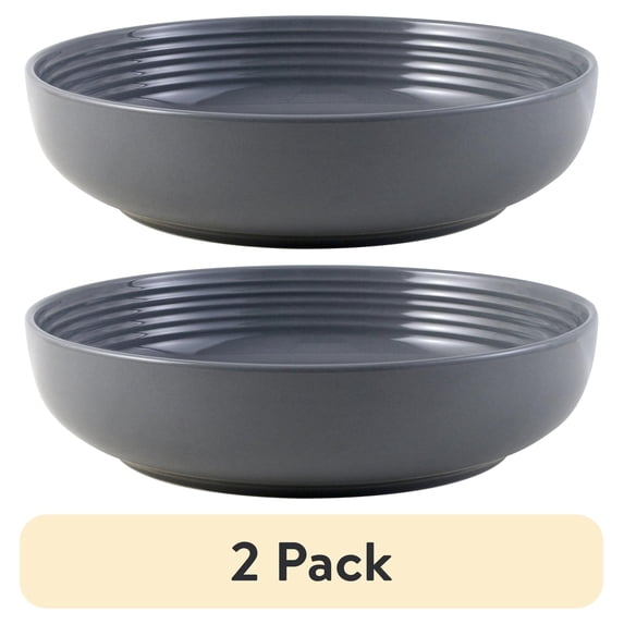(2 pack) Mainstays Chiara Stoneware Round Gray Dinner Bowl