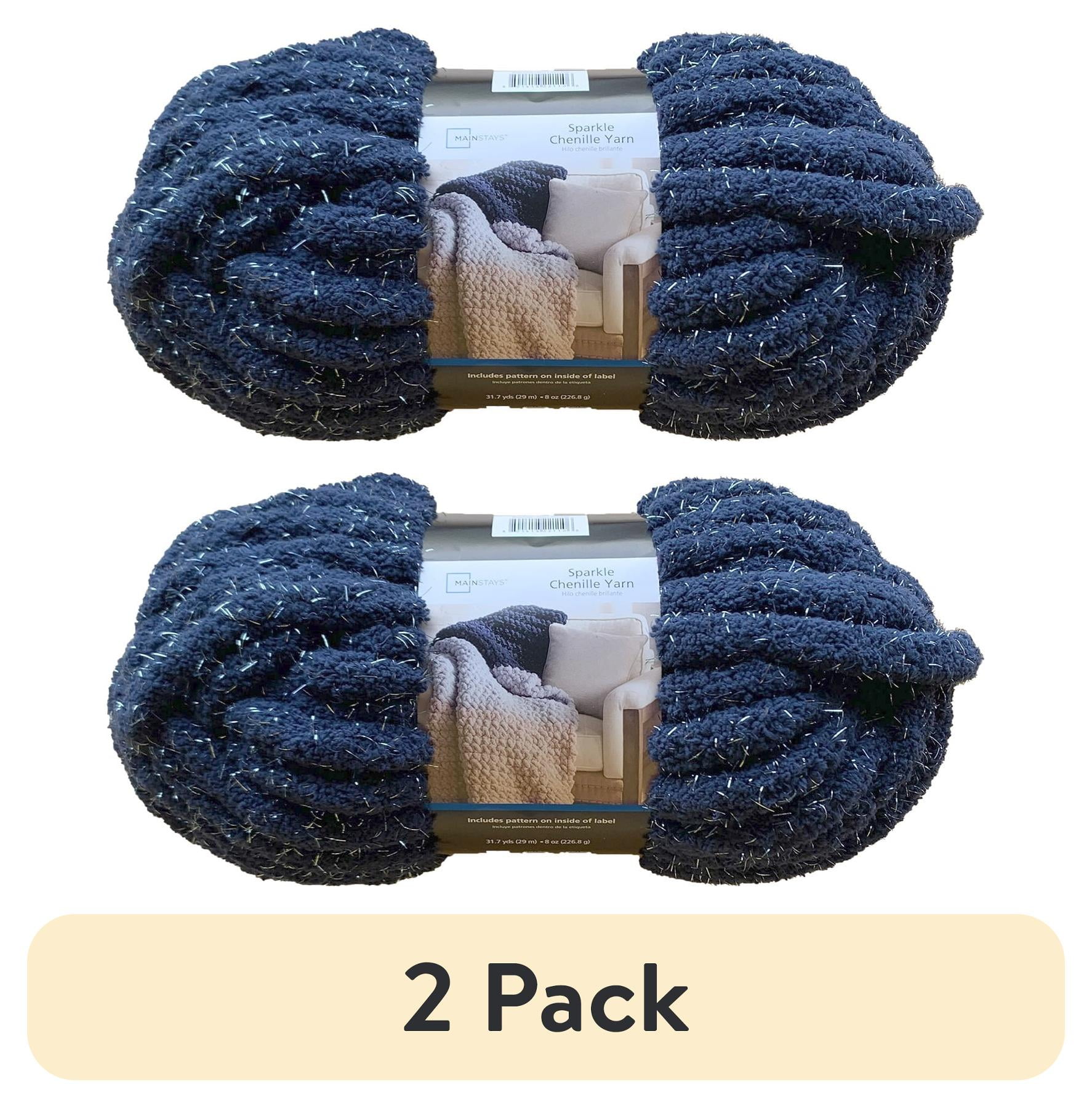 Mainstays Chunky Sparkle Chenille Yarn, 31.7 yd, Vanilla Mainstays Chunky Sparkle Chenille Yarn, 31.7 yd, Vanilla