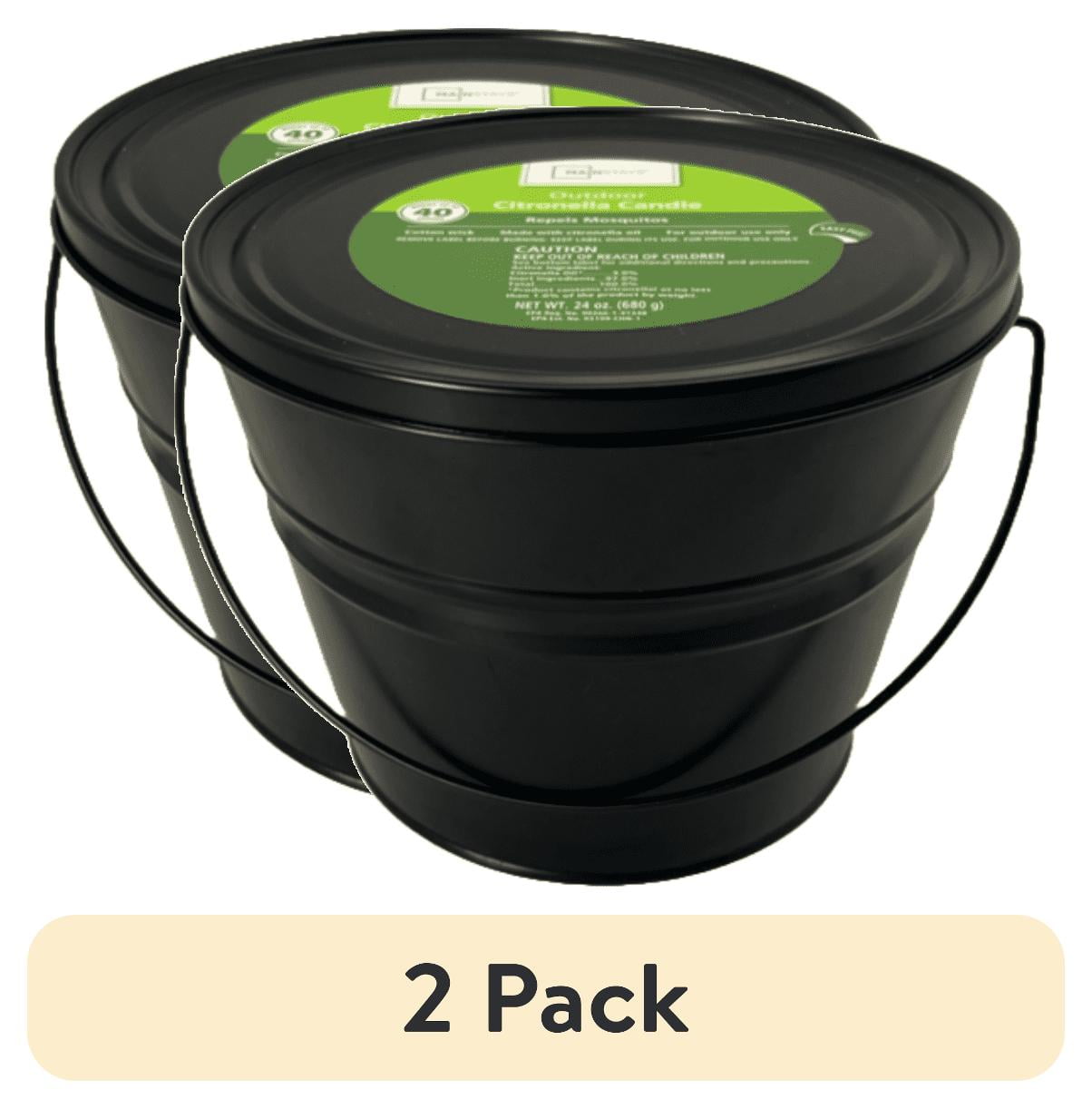 (2 pack) Mainstays Outdoor Citronella Candle - 24oz Metal Bucket | Repels Mosquitoes | Triple Wick | Up to 40 Hours Burn Time