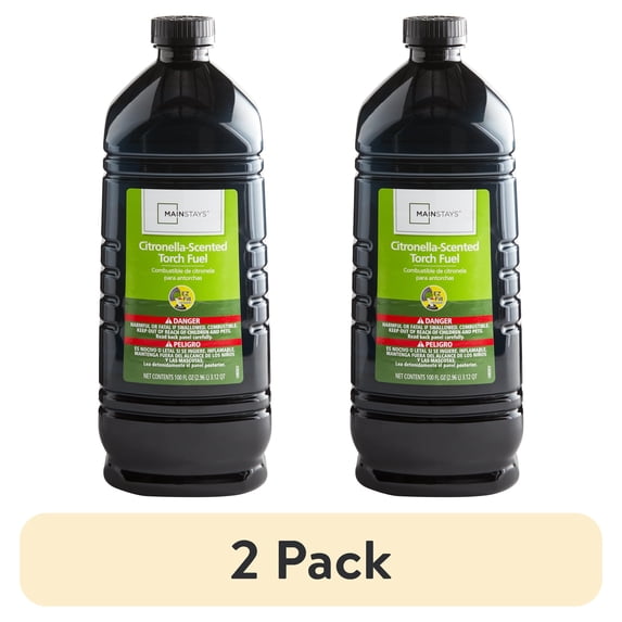 (2 pack) Mainstays Citronella-Scented Torch Fuel, 100 oz Easy Pour Bottle, for Patio, Garden, and Backyard Torches & Tabletop Use