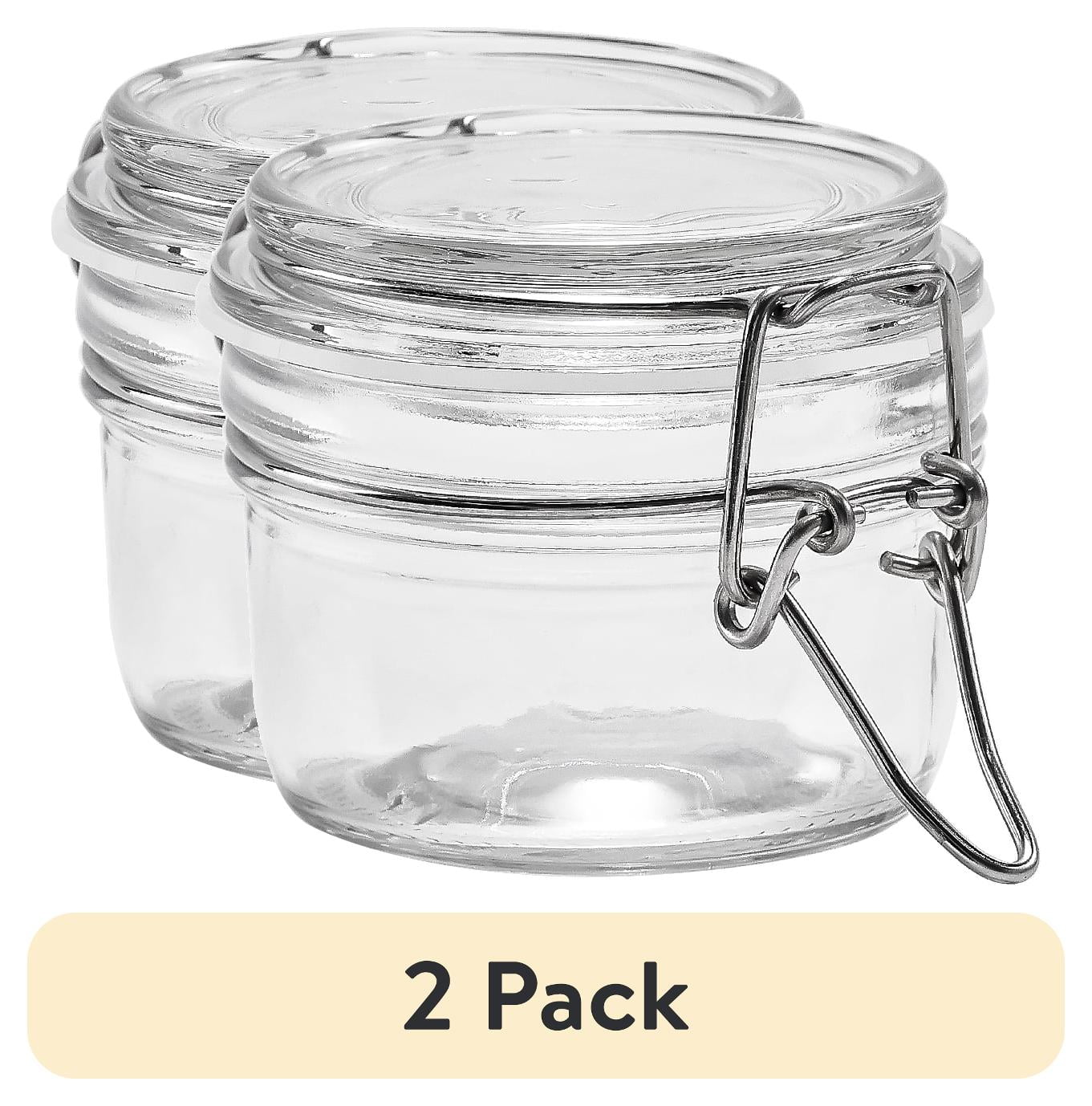 (2 pack) Mainstays Glass Airtight Food Storage Jar with Lid, Clear Cereal and Dry Food Storage Container for Kitchen Pantry Organization