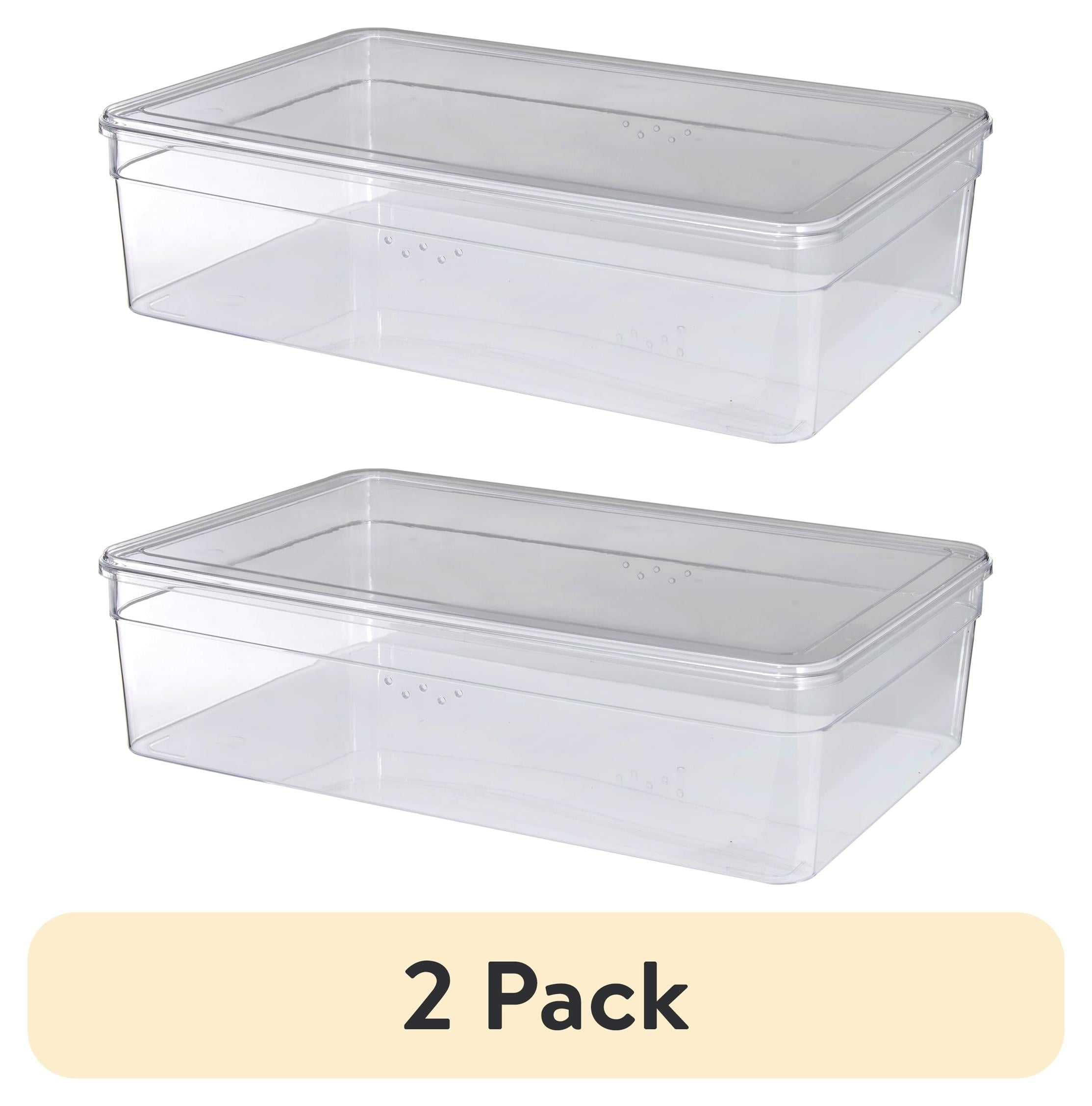 (2 pack) Mainstays Clear Glossy Plastic Boot Shoe Box with Lid,  Adult Size
