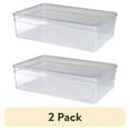 thumbnail image 1 of (2 pack) Mainstays Clear Glossy Plastic Closet Storage Shoe Organizer Boot Box with Lid for Shoe Storage, 1 of 8