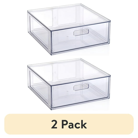 (2 pack) Mainstays Clear Glossy Plastic Pull-Out Closet Drawer Large Size, Adult Size