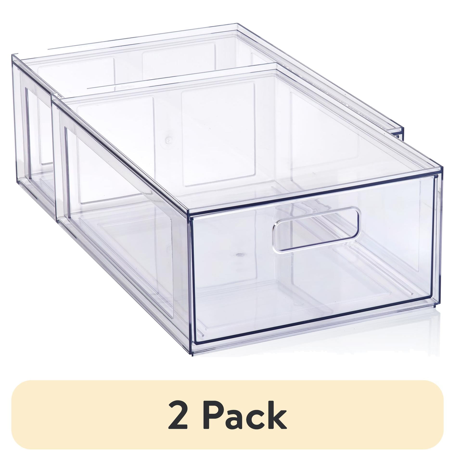 (2 pack) Mainstays Clear Glossy Plastic Pull-Out Closet Drawer Medium Size, Adult Size
