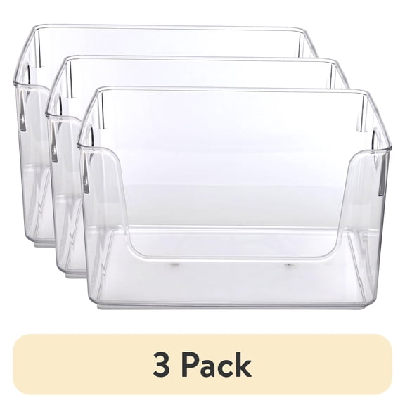 (2 pack) Mainstays Clear Open-Front Organizer Bin, 13 in x 11.5 in x 7.06 in, 1 Bin