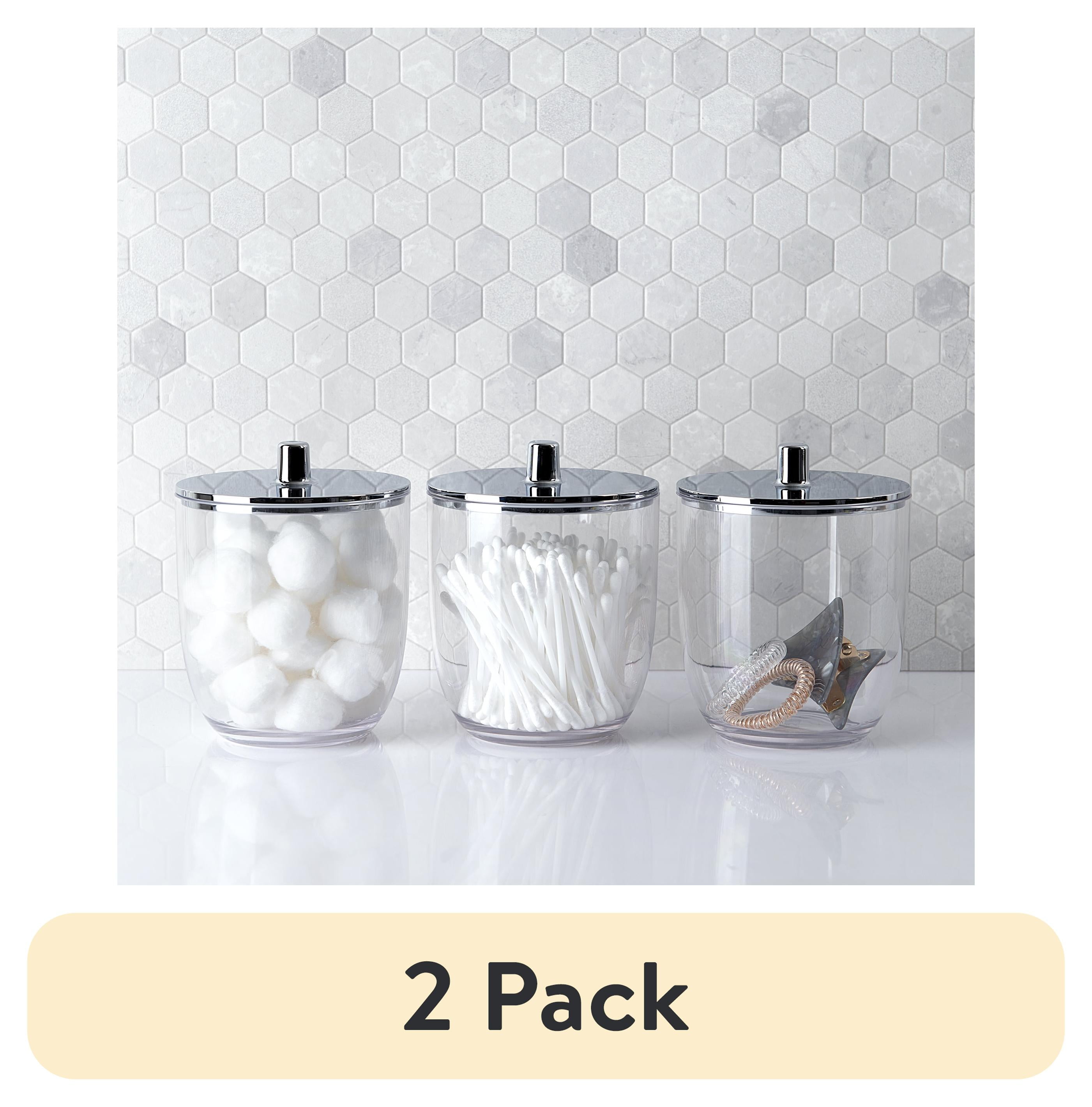 (2 pack) Mainstays Clear Plastic Covered Jar with Removable Chrome Lid with Knob 3-Piece Set