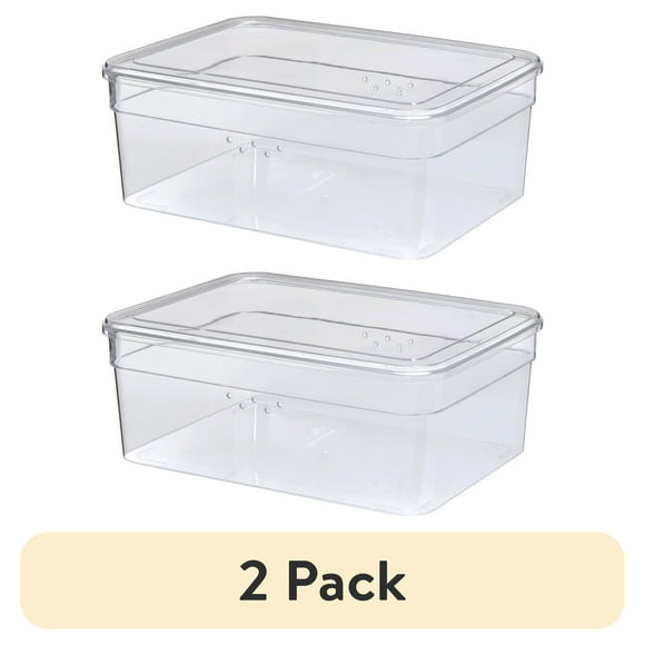(2 pack) Mainstays Clear Glossy Plastic Extra Wide Closet Storage Shoe Organizer Shoe Box with Lid for Shoe Storage