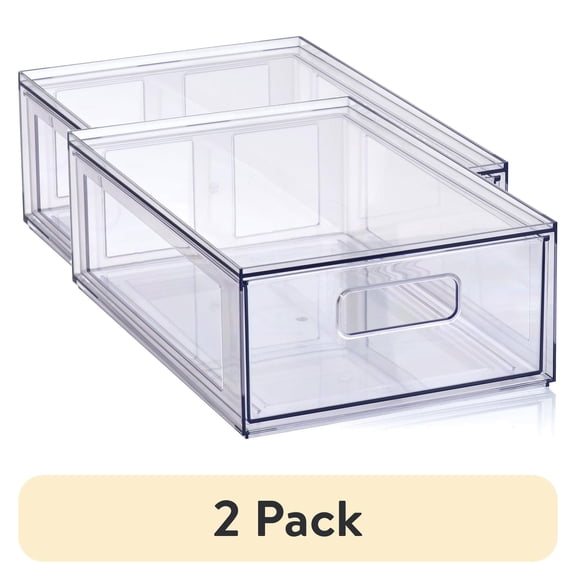 (2 pack) Mainstays Clear Pull-Out Closet Drawer Organizer, Small, 12.5 in x 8.3 in x 4.3 in