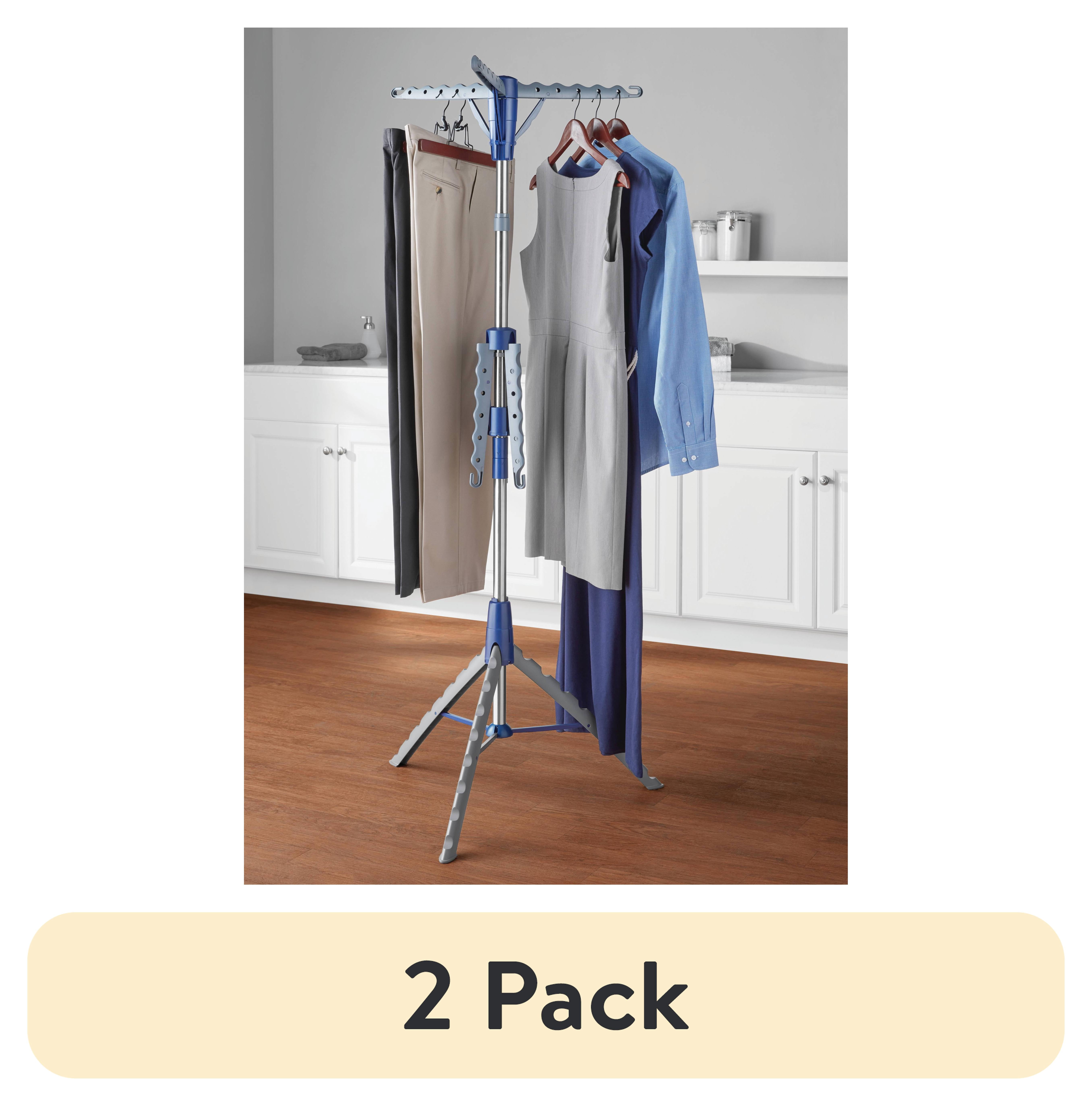 (2 pack) Mainstays Clothes Drying Rack, 2-Tier Steel Tripod, Blue ...