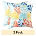 thumbnail image 1 of (2 pack) Mainstays Coastal Corals Reversible Outdoor Throw Pillow 16 inch Multi-color Novelty, 1 of 6