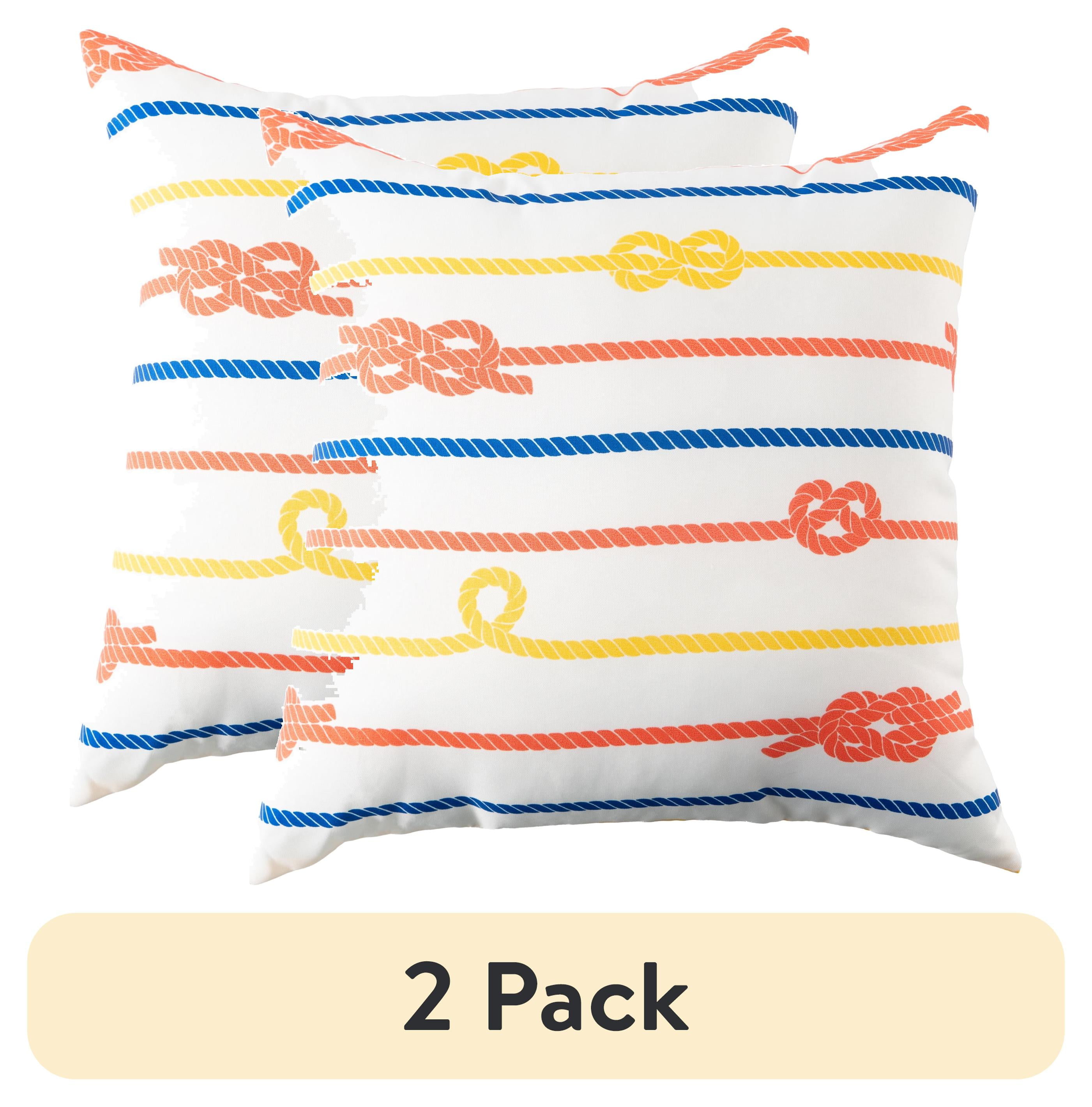 (2 pack) Mainstays Coastal Knots Reversible Outdoor Throw Pillow 16 Inch Multicolour Novelty