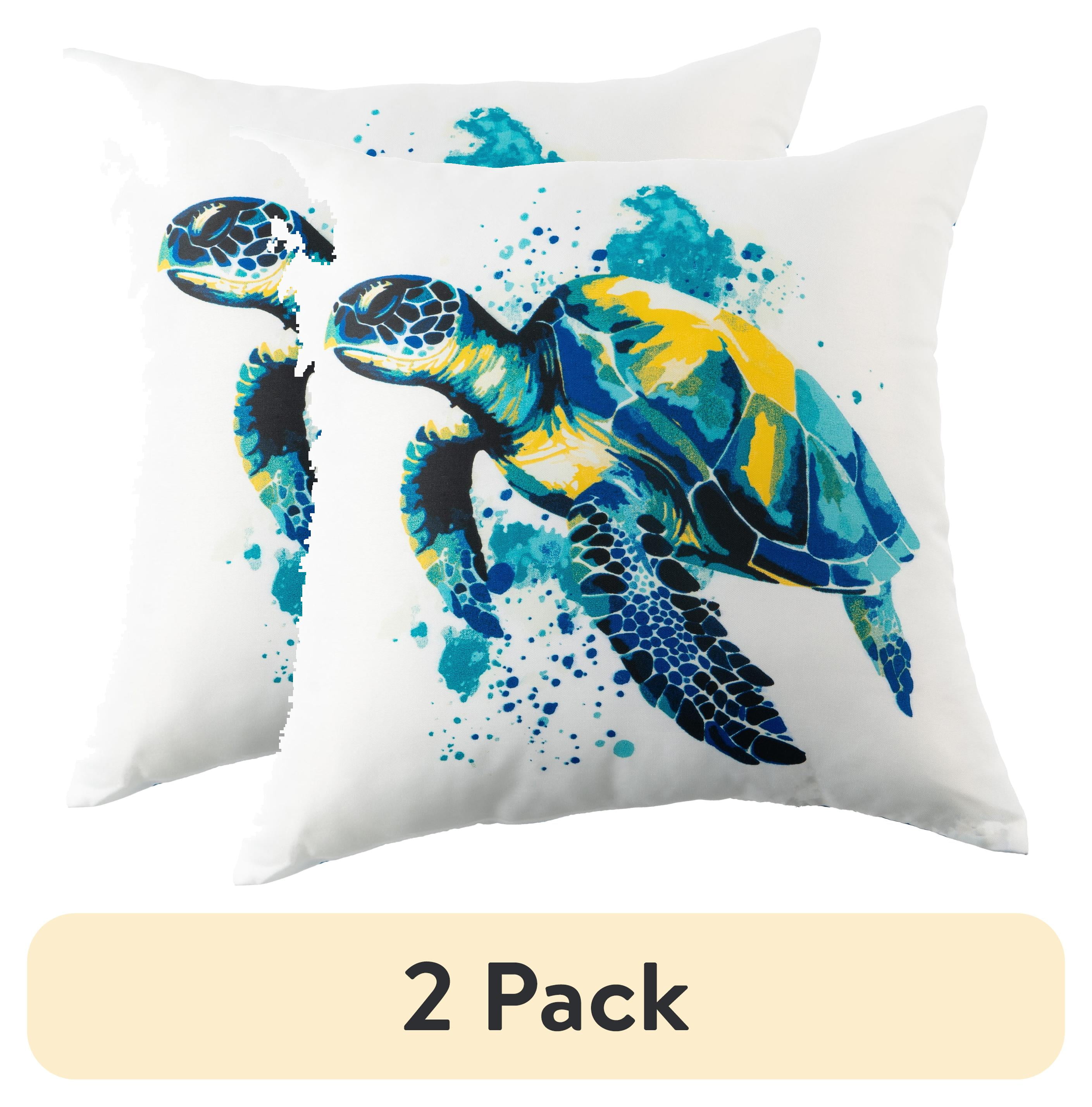 (2 pack) Mainstays Coastal Watercolour Turle Reversible Outdoor Throw ...