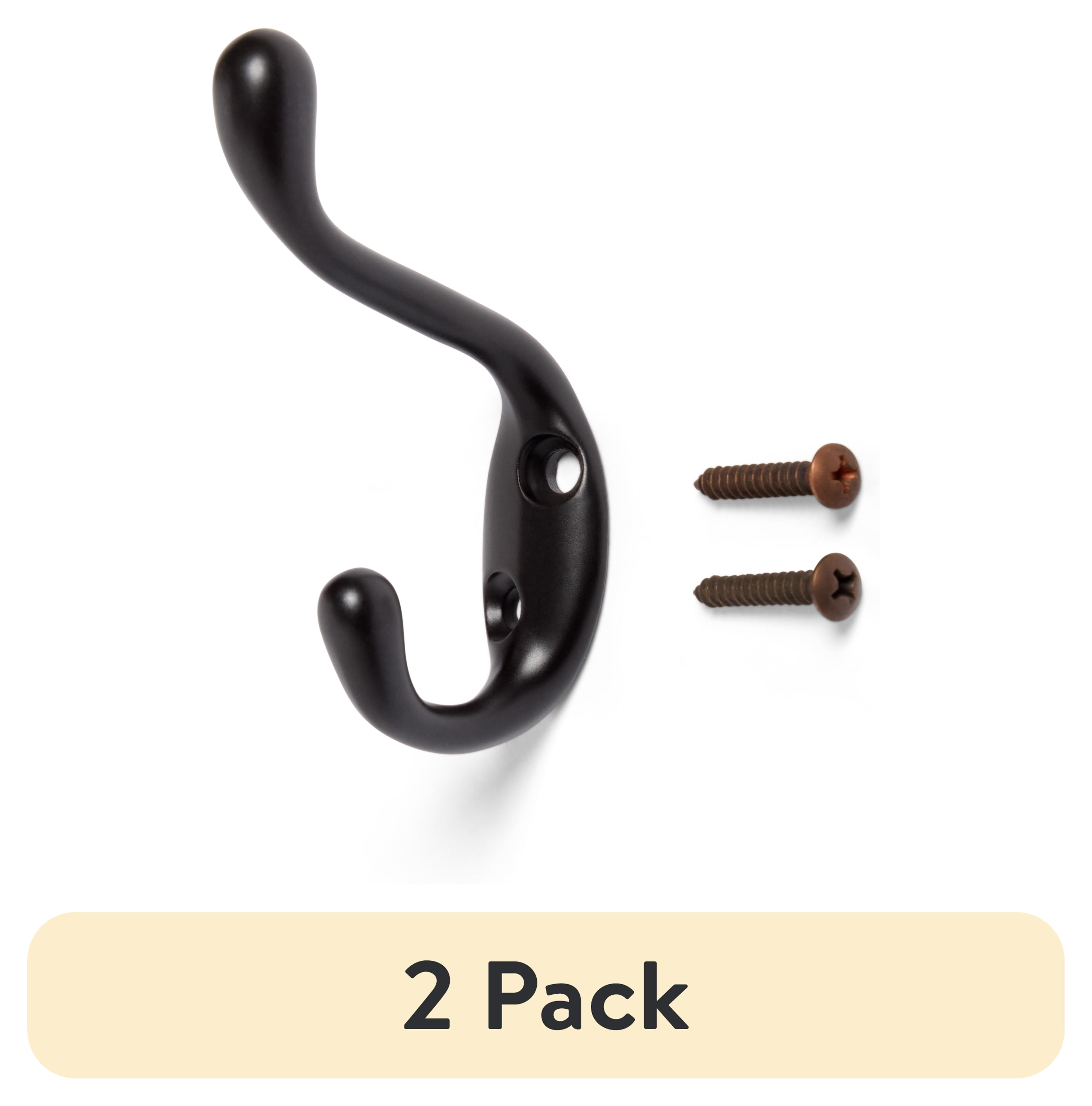 (2 pack) Mainstays Double Coat Hook Oil-Rubbed Bronze Metal Hooks for Hanging Towels and Jackets, 10 lbs Capacity, 1 Pc