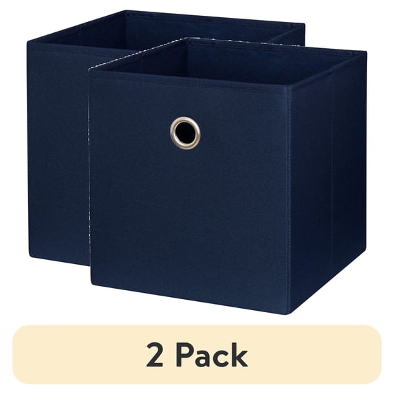 (2 pack) Mainstays Collapsible Fabric Cube Storage Bin, Blue Cove, 1 Count