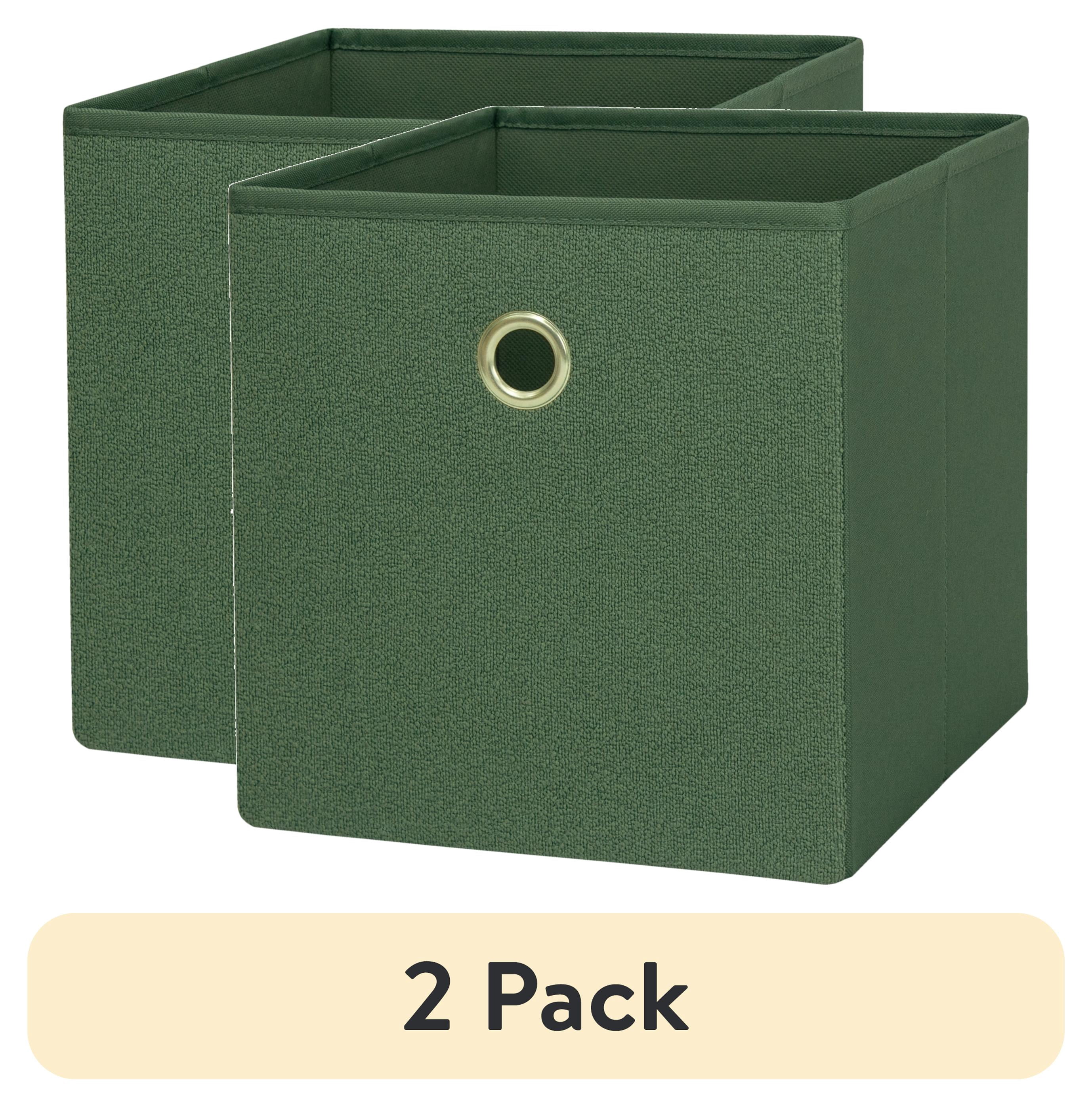 (2 pack) (2 pack) Mainstays Collapsible Fabric Cube Storage Bin, Green Boucle