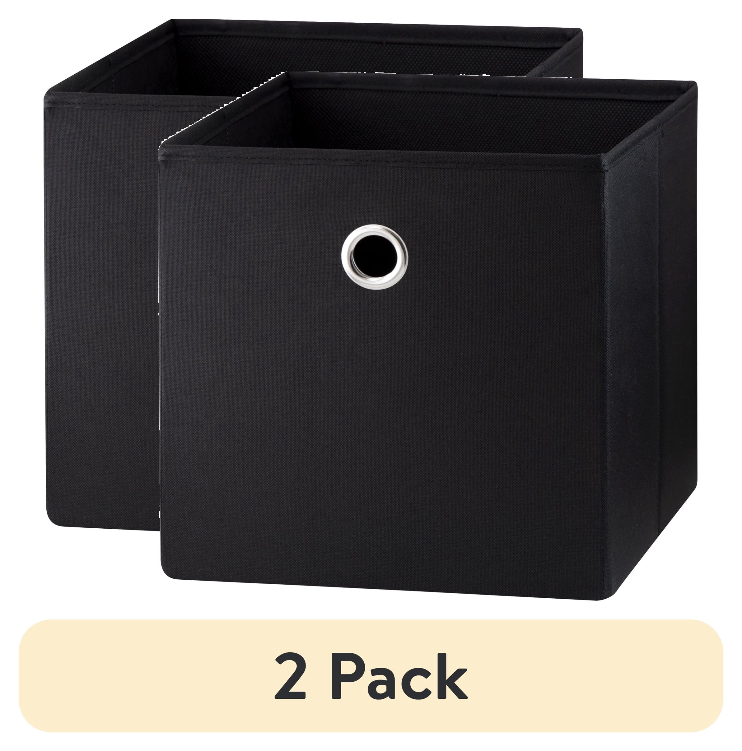 (2 pack) Mainstays Collapsible Fabric Cube Storage Bin, Rich Black