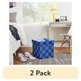 thumbnail image 1 of (2 pack) Mainstays Collapsible Storage Ottoman, Blue Check, 1 of 7