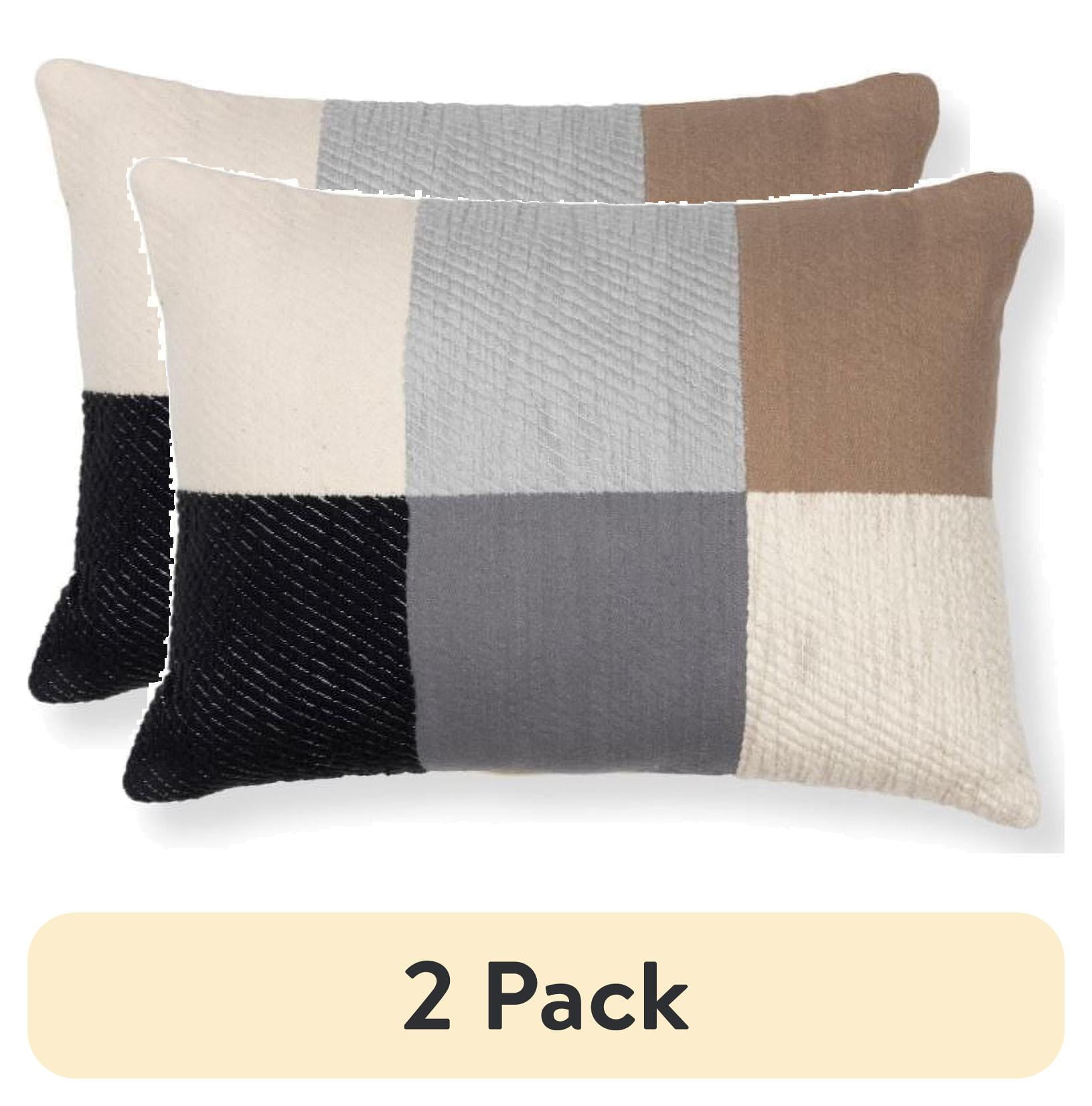 (2 pack) Mainstays Colorblock Lumbar Decorative Pillow, Neutral, 14 x 19 in