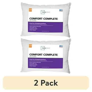 (2 pack) Mainstays Comfort Complete Bed Pillow, Standard/Queen