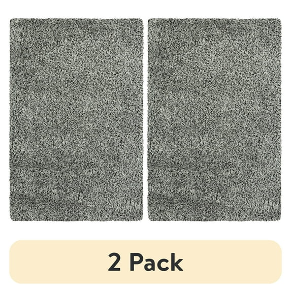 (2 pack) Mainstays Confetti Black Gray Shag Youth Indoor Area Rug, 3'x 4'8"