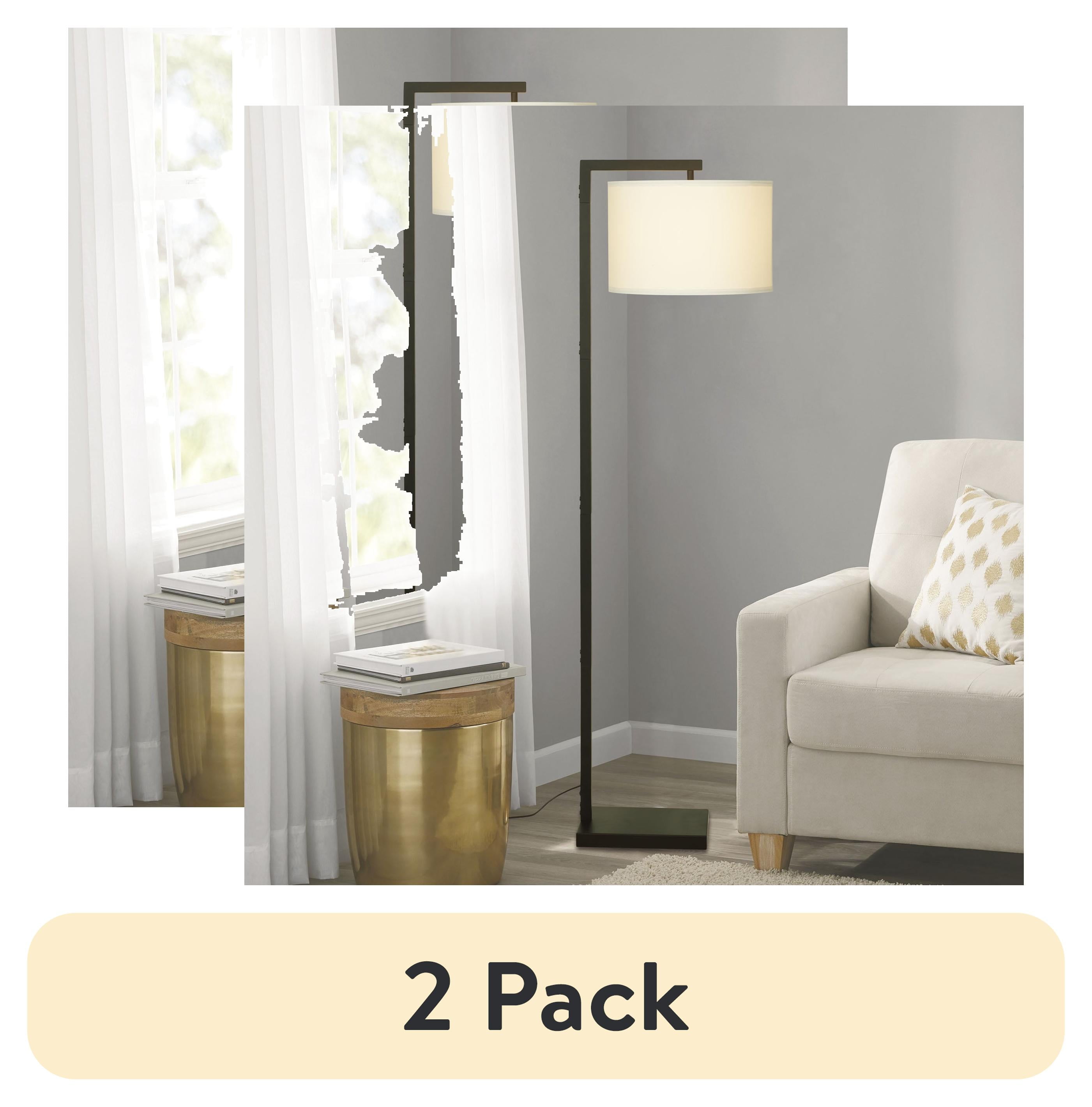 (2 pack) Mainstays Contemporary Metal 62in Floor Lamp with on/off Foot Switch, Black